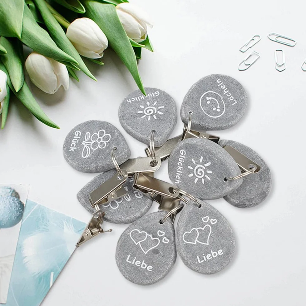 8 Piezas Pesas para Mantel Exterior, Peso del Mantel de Mármol con Clip, Pesas para Mantel con Clip de Metal, Sujeta Mantel Contrapesos para Casa, Camping, Bodas y picnics al Aire Libre(Gris)