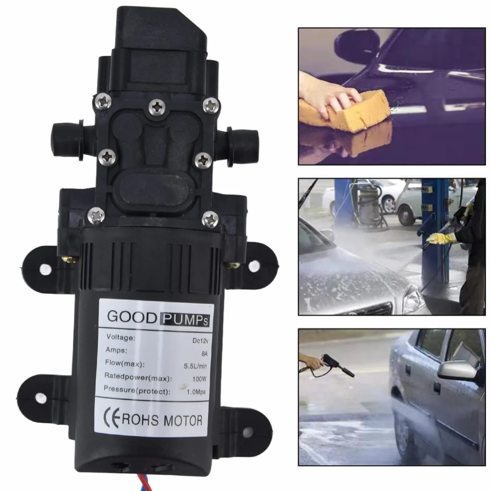 Bomba de Diafragma Automática DC 12V, Bombas de Diafragma. Presostato autocebante Bomba Agua 70 W 8 L/min diafragma presión Micro Alta con Interruptor Camping vehículos