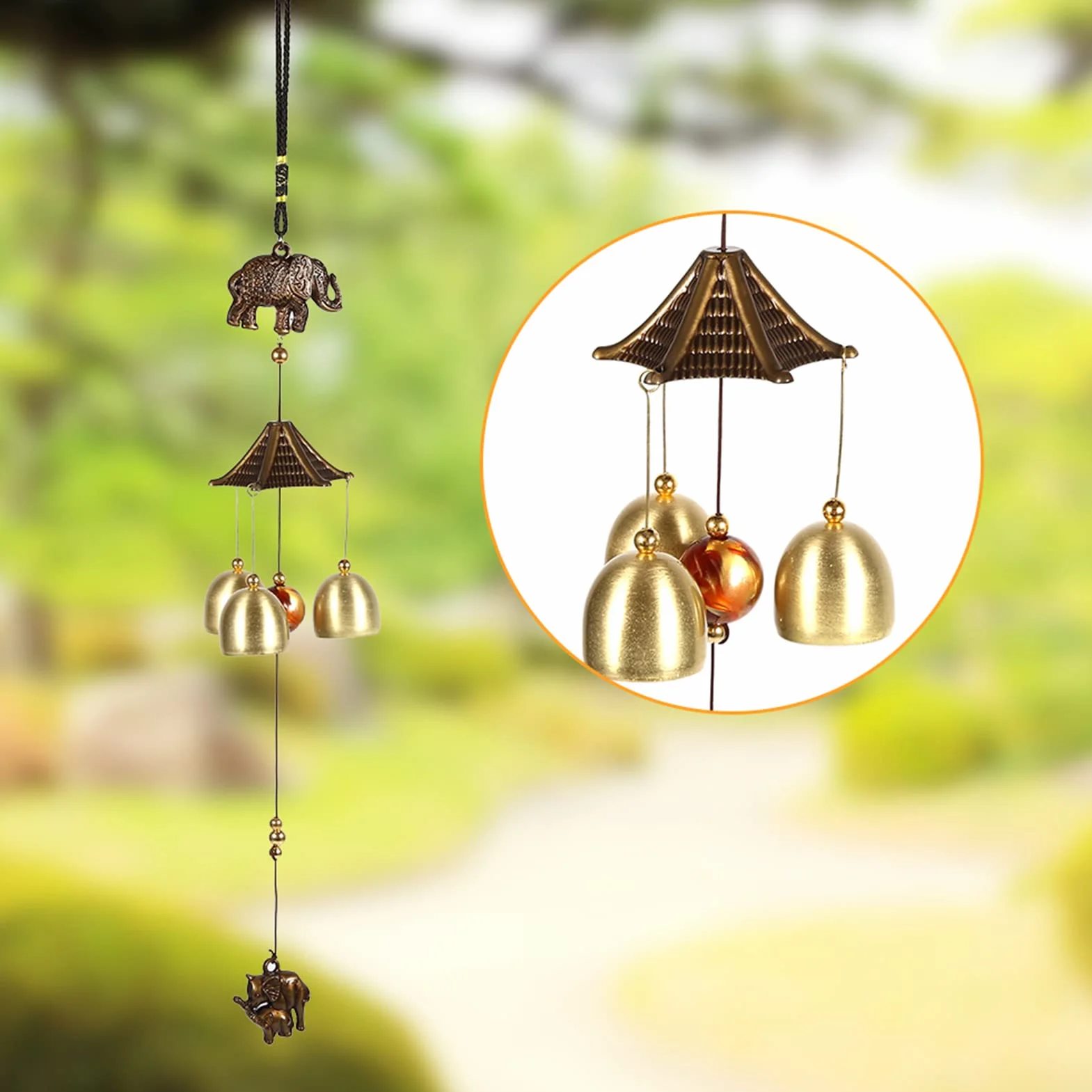 Generic Campana de Viento de Metal con Forma de Elefante, Decoración de Campanas de Iglesia para Ventana o Puerta del Hogar, Lindas Campanillas para un Ambiente Feliz, Decoración de Jardín y Patio