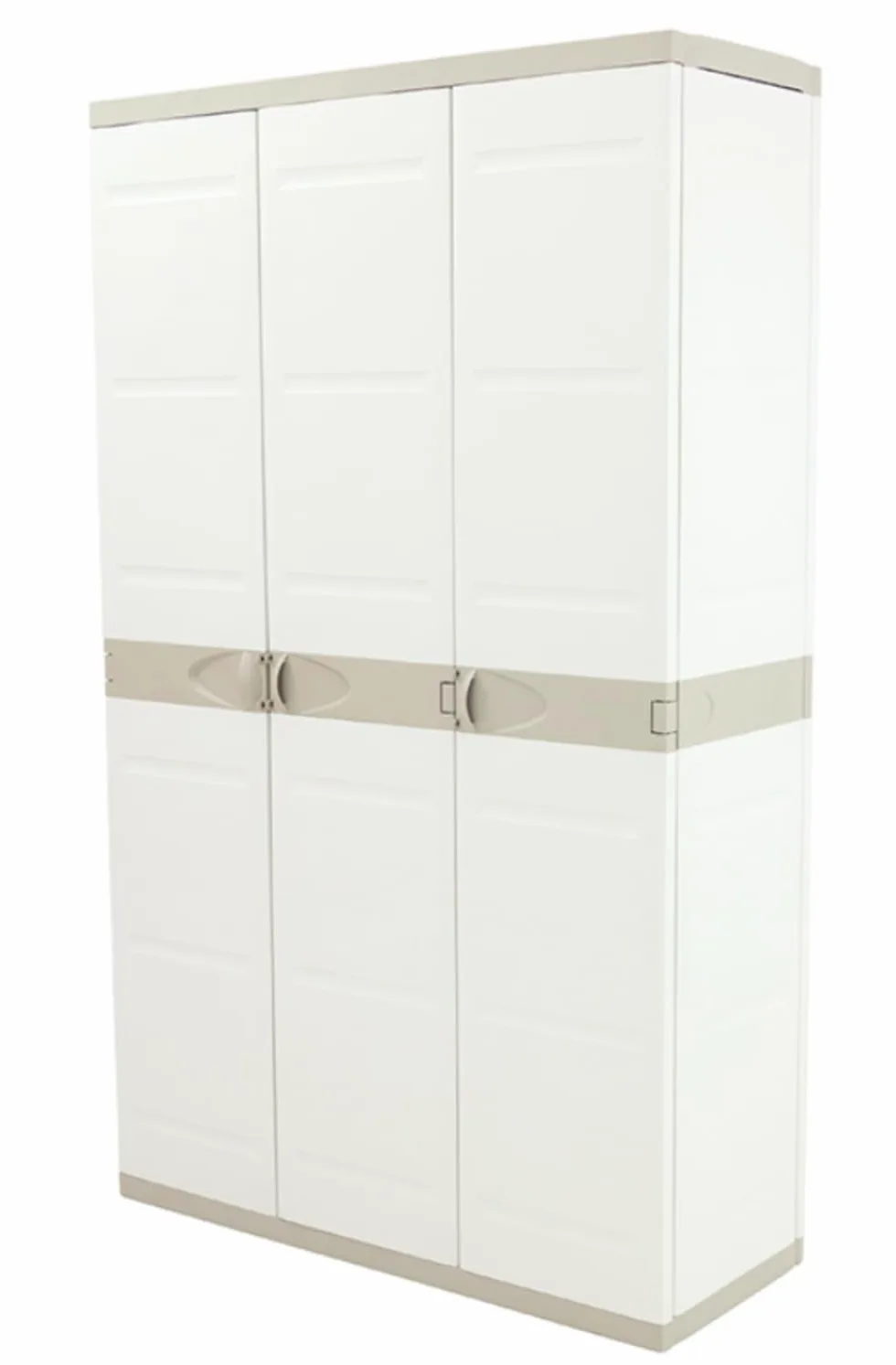 Recamania Armario Multiusos Exterior/Interior - 3 Puertas y 4 Baldas - 176 x 105 x 41 cm - Beige