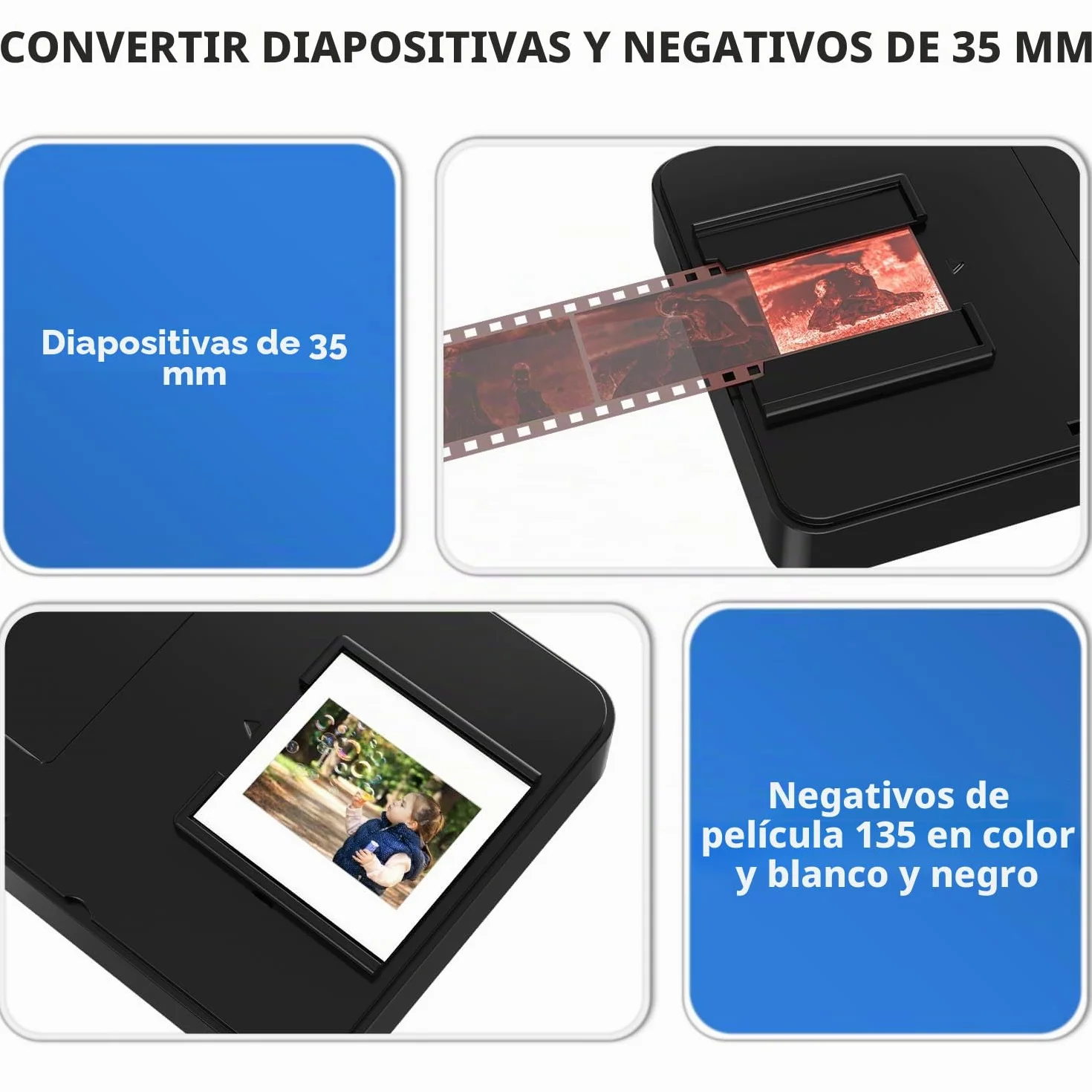 Mobile Film Scanner 35 mm Escáner de Diapositivas Digitalizar con Smartphone