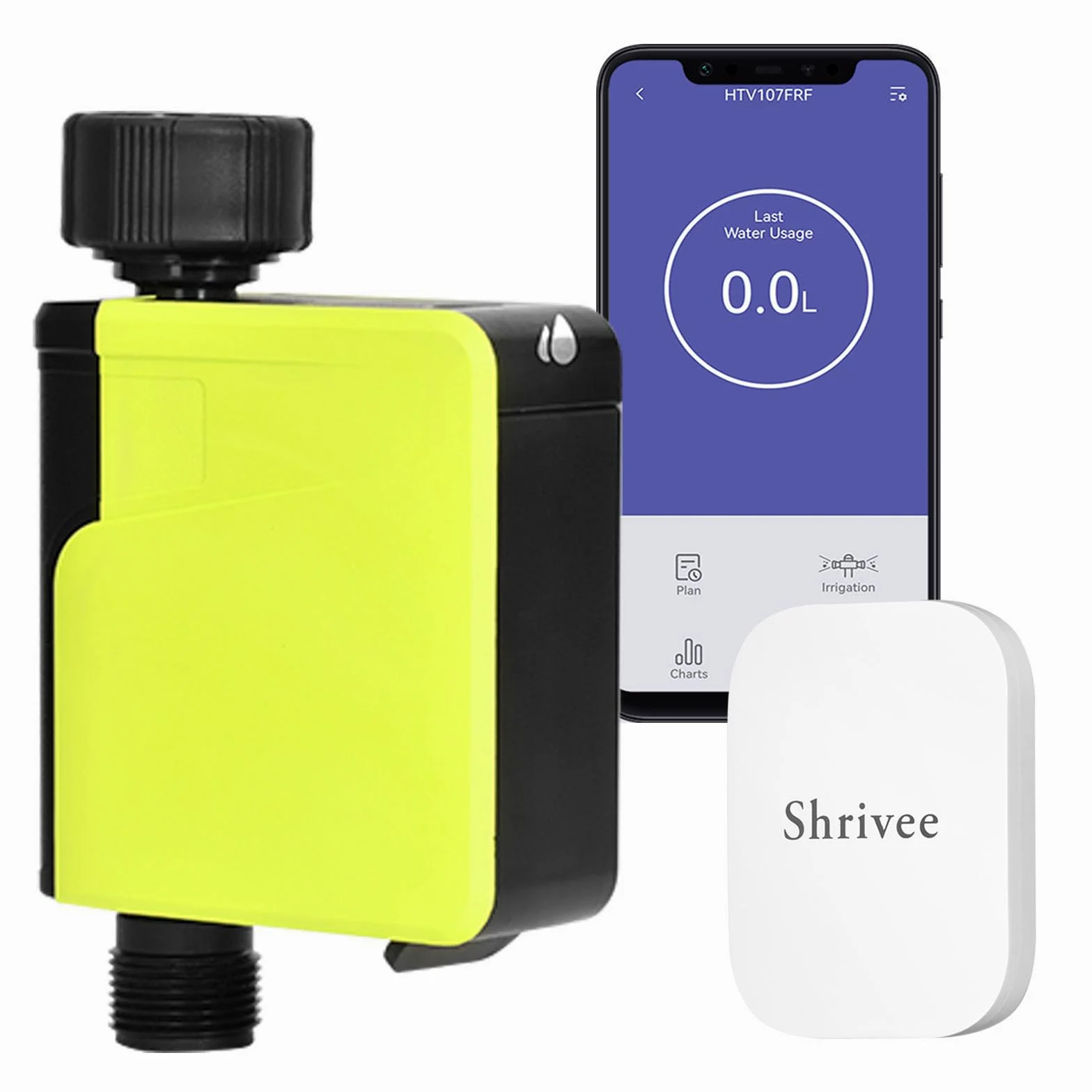 Ordenador de riego, Temporizador Inteligente de riego automático, Temporizador de Agua WiFi para aspersor de césped, con aplicación y Control del Consumo de Agua, para jardín