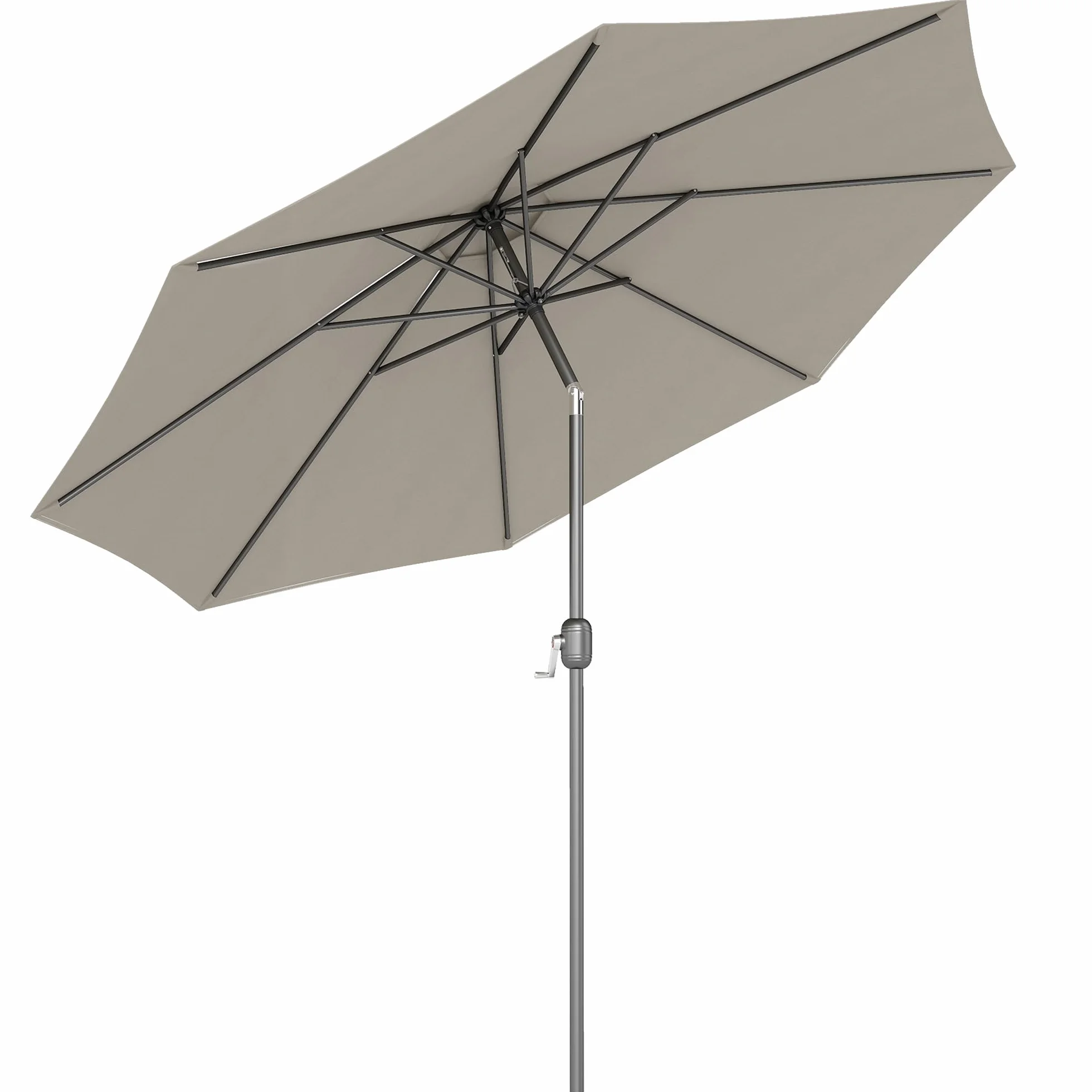 Outsunny Sombrilla de Jardín Ø300x250 cm con Manivela Parasol Exterior con Mecanismo de Inclinación y Poste Desmontable de Metal para Terraza Piscina Patio