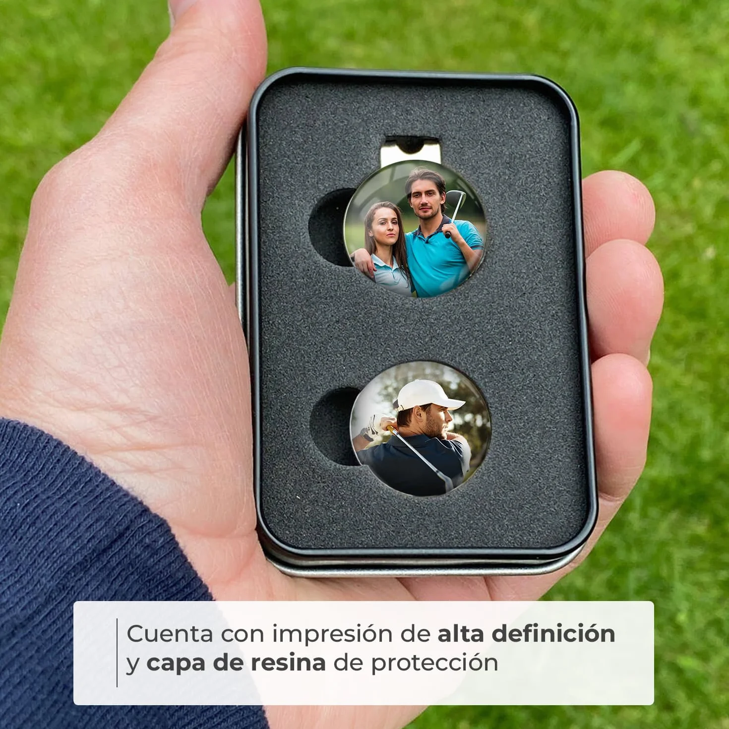 Marcador Bolas de Golf Personalizado con Clip Gorra Magnético, Diámetro 2,5 cm, Caja Regalo