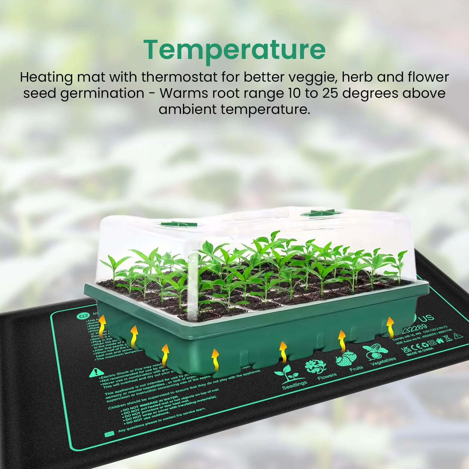 BORDEAG Esterilla calefactora de 50 W para plantas con termostato, 10 x 20,75 pulgadas con termostato, estera térmica para invernadero, estera térmica para plántulas, estera de calor para plantas,