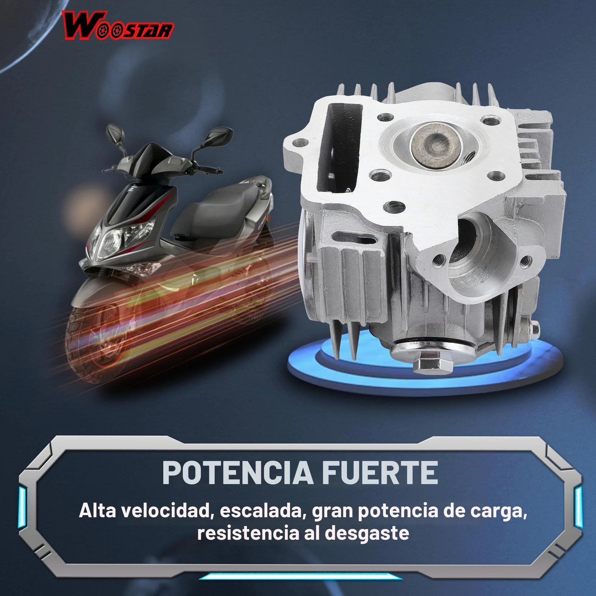 WOOSTAR 52.4mm Big Bore Cilindro y Pistón Completo Válvulas 66mm y Juntas Reemplazo para 4 Tiempos 110cc China Taotao Coolster Motor ATV Go Kart Dirt Bike