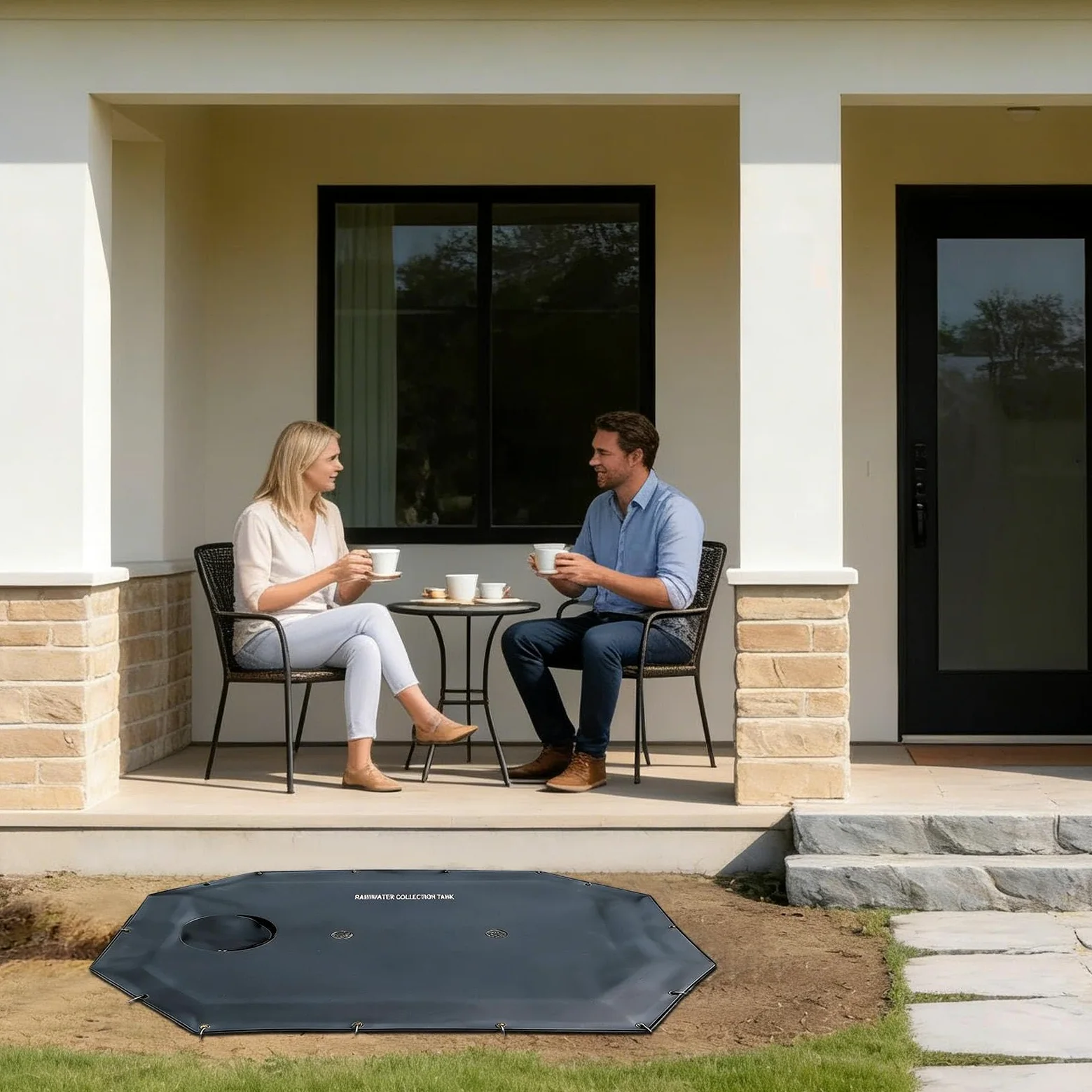Captación de Lluvia Captador Subterráneo Empotrado Pluvial | Colector de Agua para Patio Trasero Para en Césped del jardín, Terraza, Entrada, Pasarela, Parterre y Riego al Aire Libre