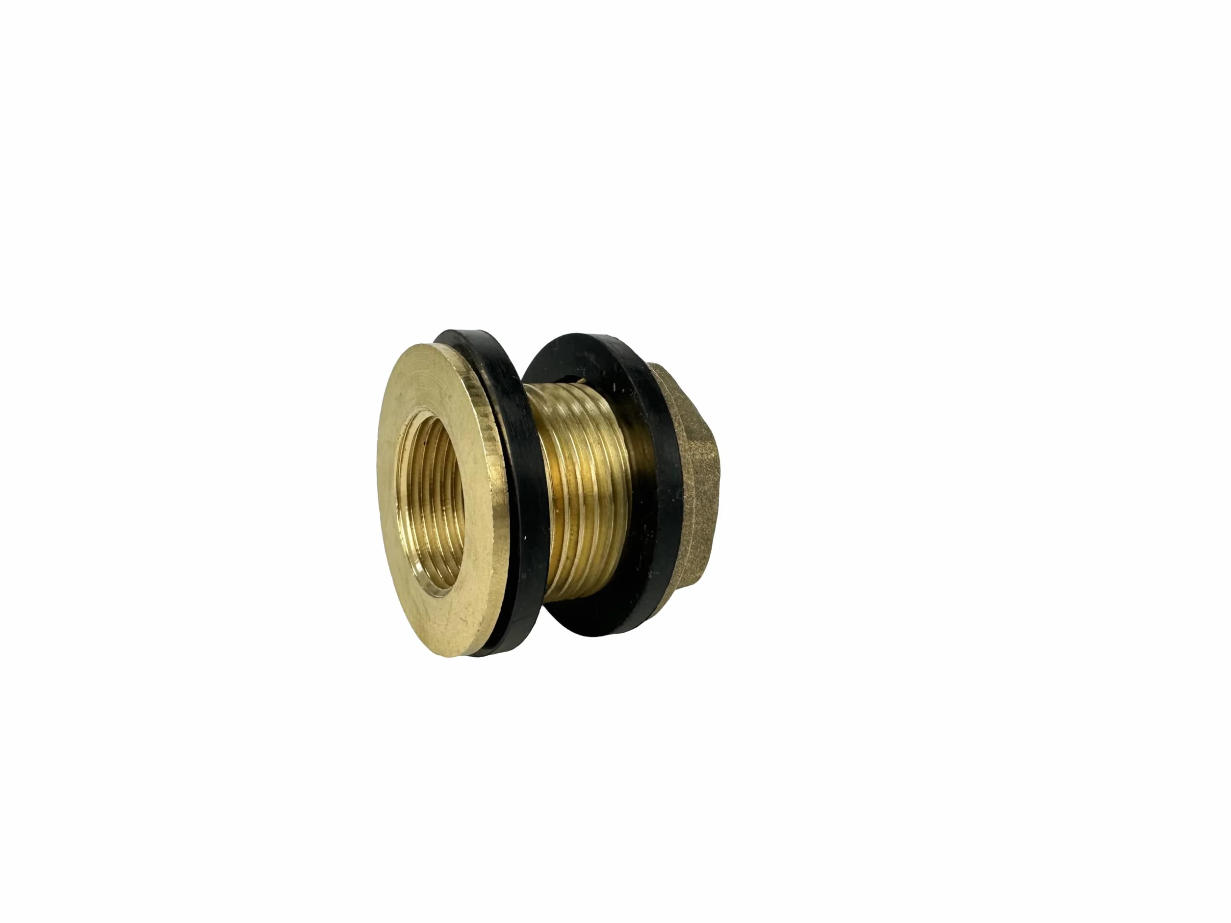 Kit de conector de latón macizo para agua – Rosca hembra de 3/4 pulgadas, rosca macho de 1 pulgada, lengüeta de manguera de 25 mm con sellos y abrazadera – Adaptador de tanque de barril de lluvia a