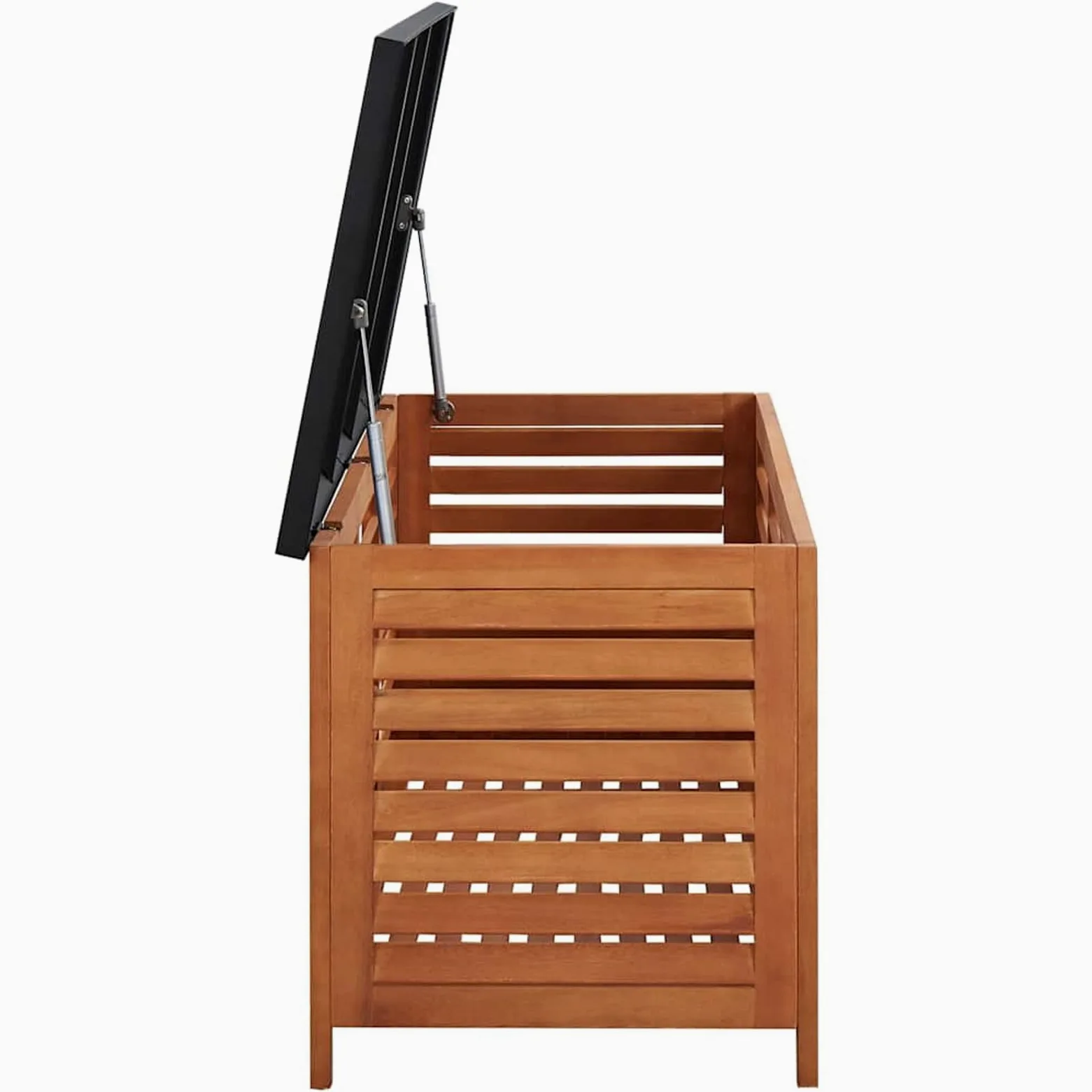 Homgoday Baúl de jardín de 150 x 50 x 55 cm de madera maciza de eucalipto, resistente y funcional