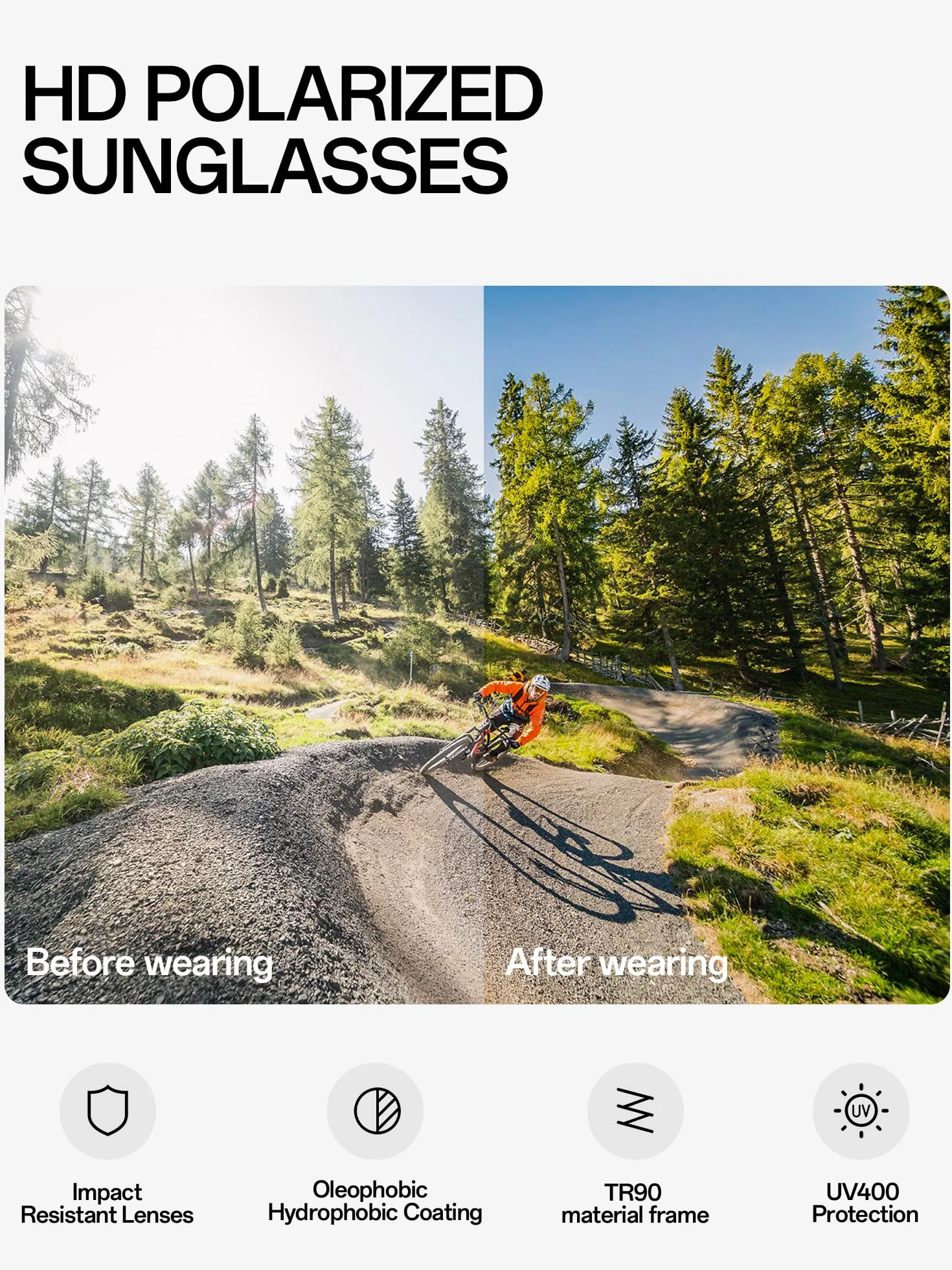KAPVOE Gafas de Ciclismo Polarizadas K9022 TR90 4 Lentes Intercambiables Deportivas