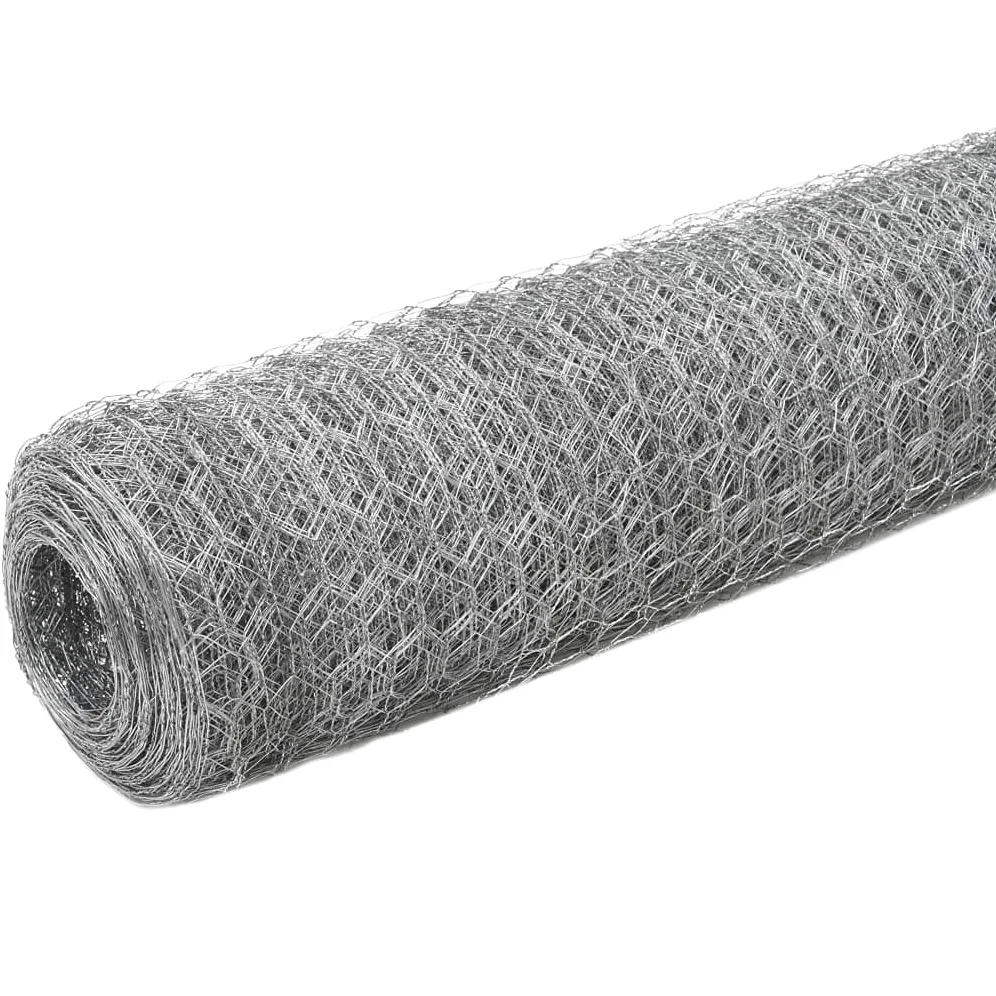Alambrada de gallinero acero galvanizado plateado 25x1,2m, Malla metálica para gallinero, Red de gallinero de acero, Alambrada de gallinero de acero resistente para proteger a tus aves de corral