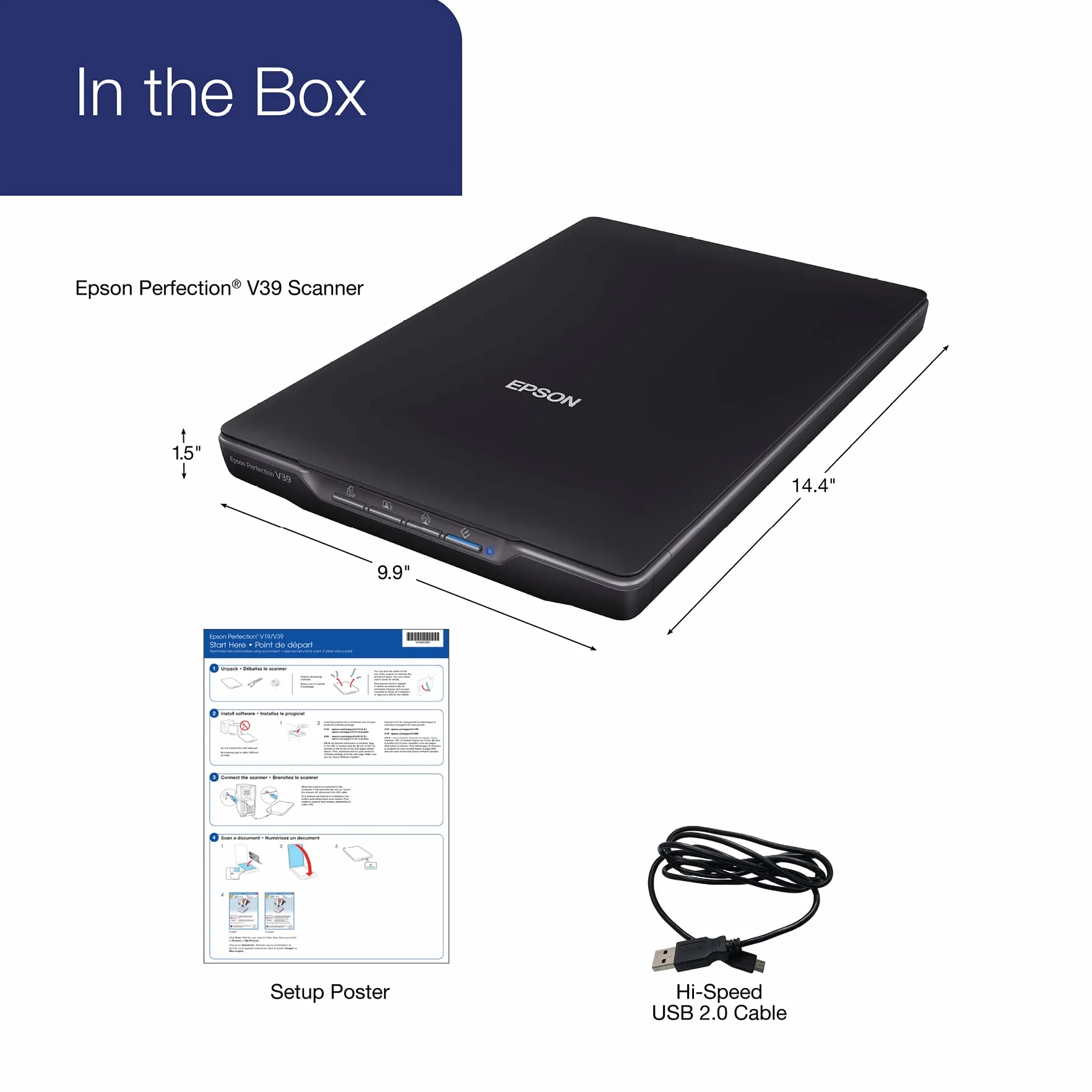 Epson Perfection V39 Color Photo and Document Scanner 4800 x 4800 dpi