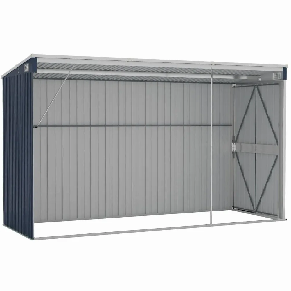 vidaXL Cobertizo para montaje en pared, acero galvanizado y metal, almacenamiento de jardín para herramientas, muebles, equipo, antracita, duradero, resistente a la intemperie y seguro