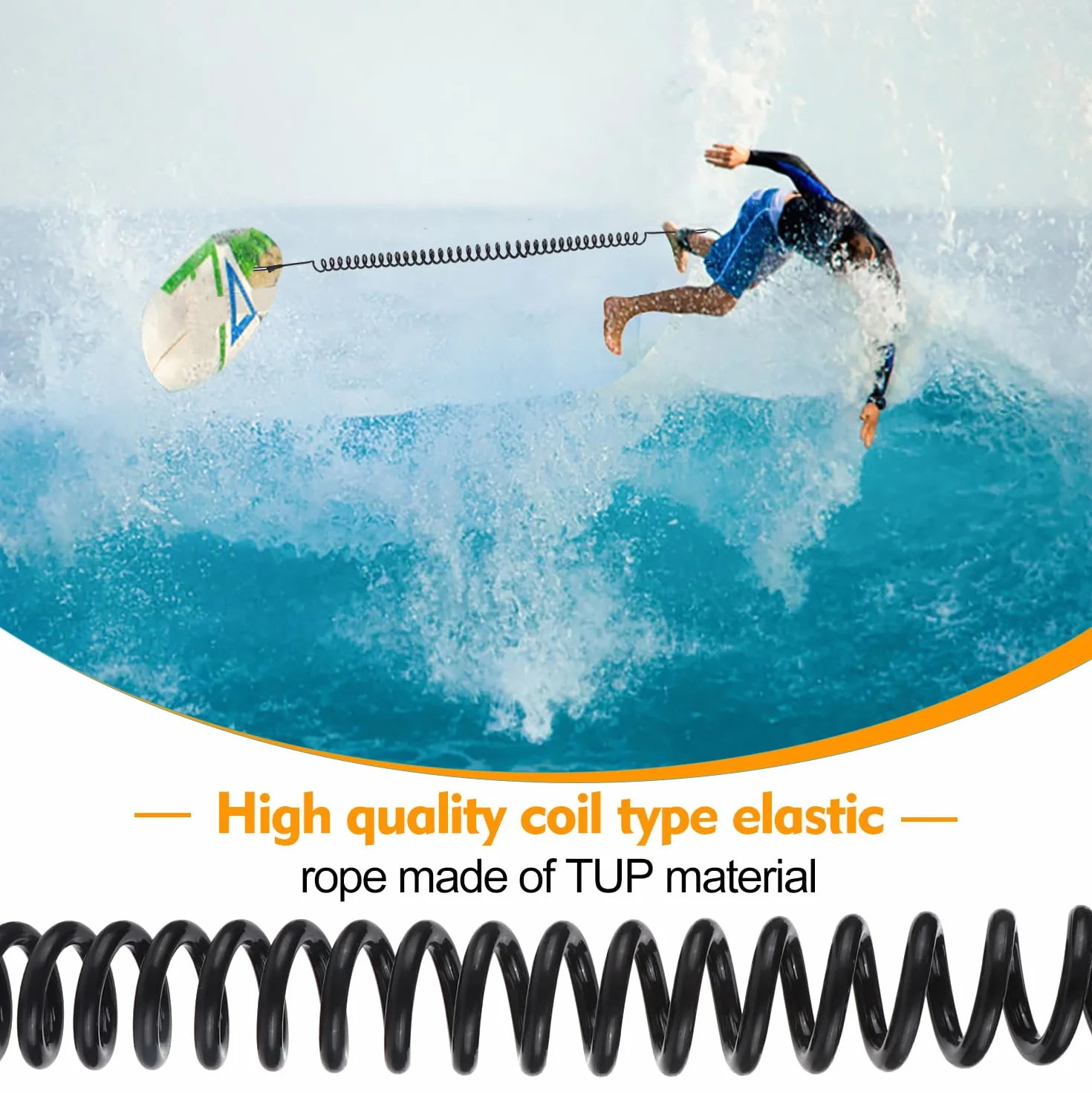JSMTKJ Correa de Surf Durable TPU 10ft * 5mm Negro para Kayak Longboard Bodyboard Paddleboard