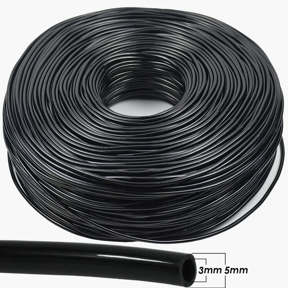 Manguera de microirrigación, manguera de PVC Microgoteo con perforador Línea de distribución en blanco 3/5 mm 5-140 M Tubo de riego de jardín(75M)