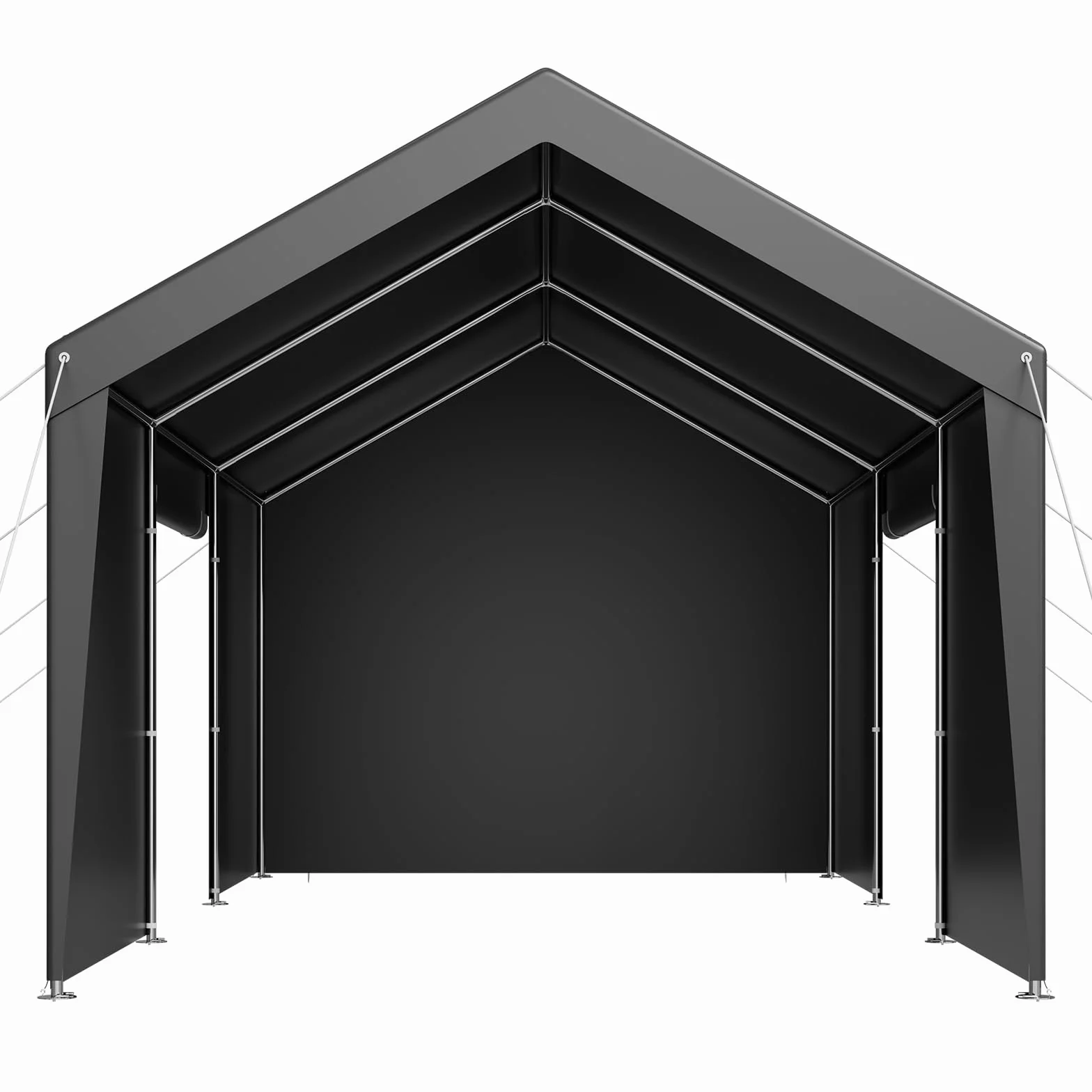 VEVOR Cochera 3,05 x 6,09 x 2,87 m Portátil con Paredes Laterales y Puerta Desmontables, Resistente a UV y Agua, Gris