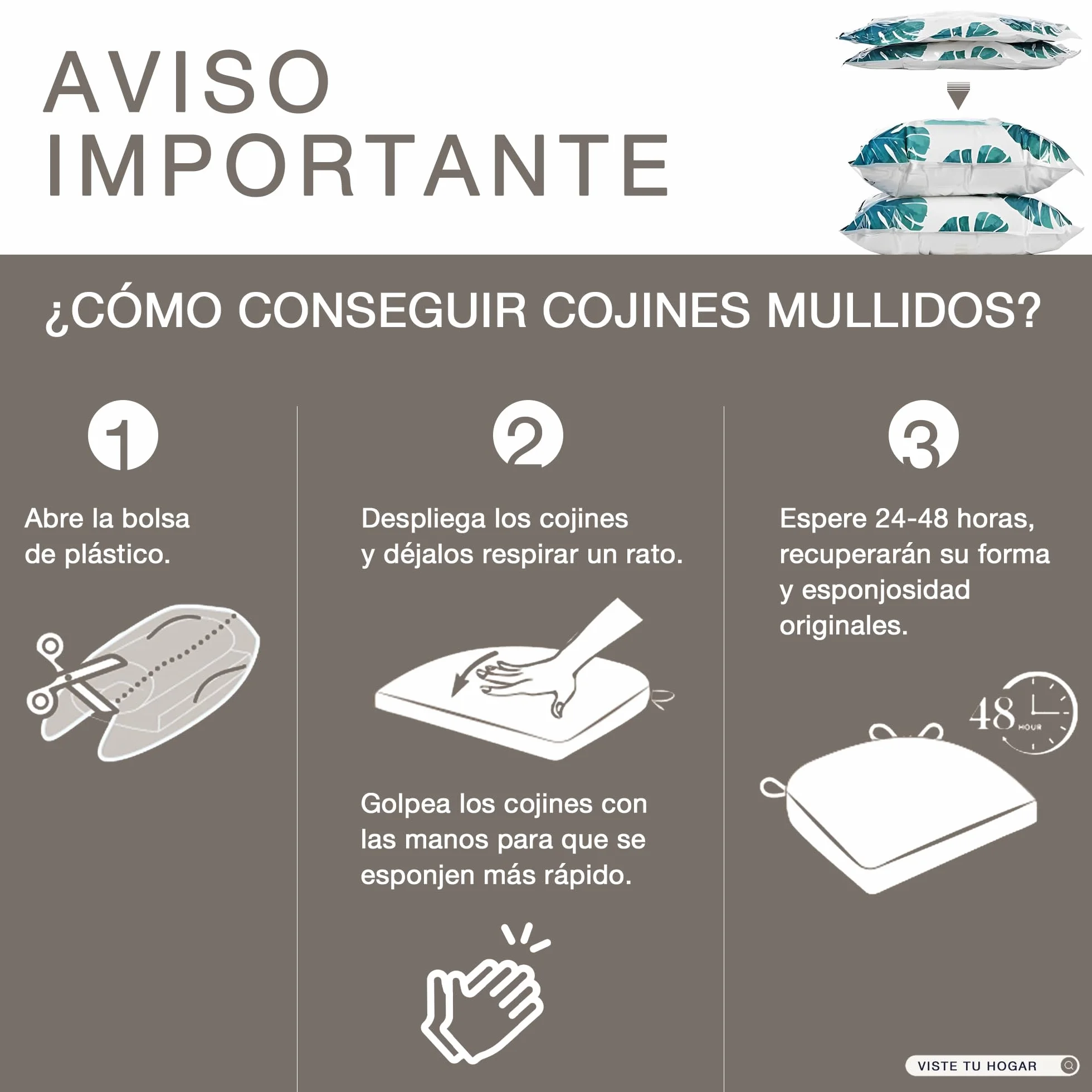 Viste tu hogar Pack 4 Cojines para Silla, 40x40x5 CM, Efecto Tridimensional, Relleno de 100% Poliéster, Ideal para Comedor, Terraza, Salón y Restaurante, Color Raya Beige, Fabricado en España