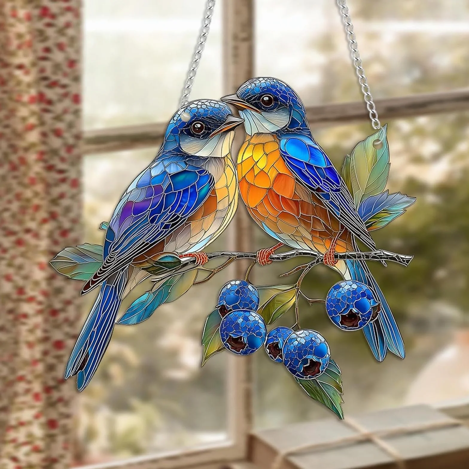 Atrapasoles Colgante Pájaro Decorativo de Acrílico 18x20 cm Decoración Hogar y Jardín Veleta de Viento Sun Catcher para Ventanas Paredes Árboles o Terraza Decoración Interior y Exterior