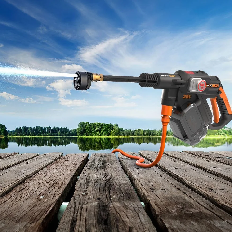WORX Nitro WG633E Hdrolimpiadora 20V 4Ah, 56Bar, 220L/H, Limpieza de Coches y terrazas, batería y Cargador incluidos, compacta, Ligera y transportable para Limpiar en Cualquier Lugar