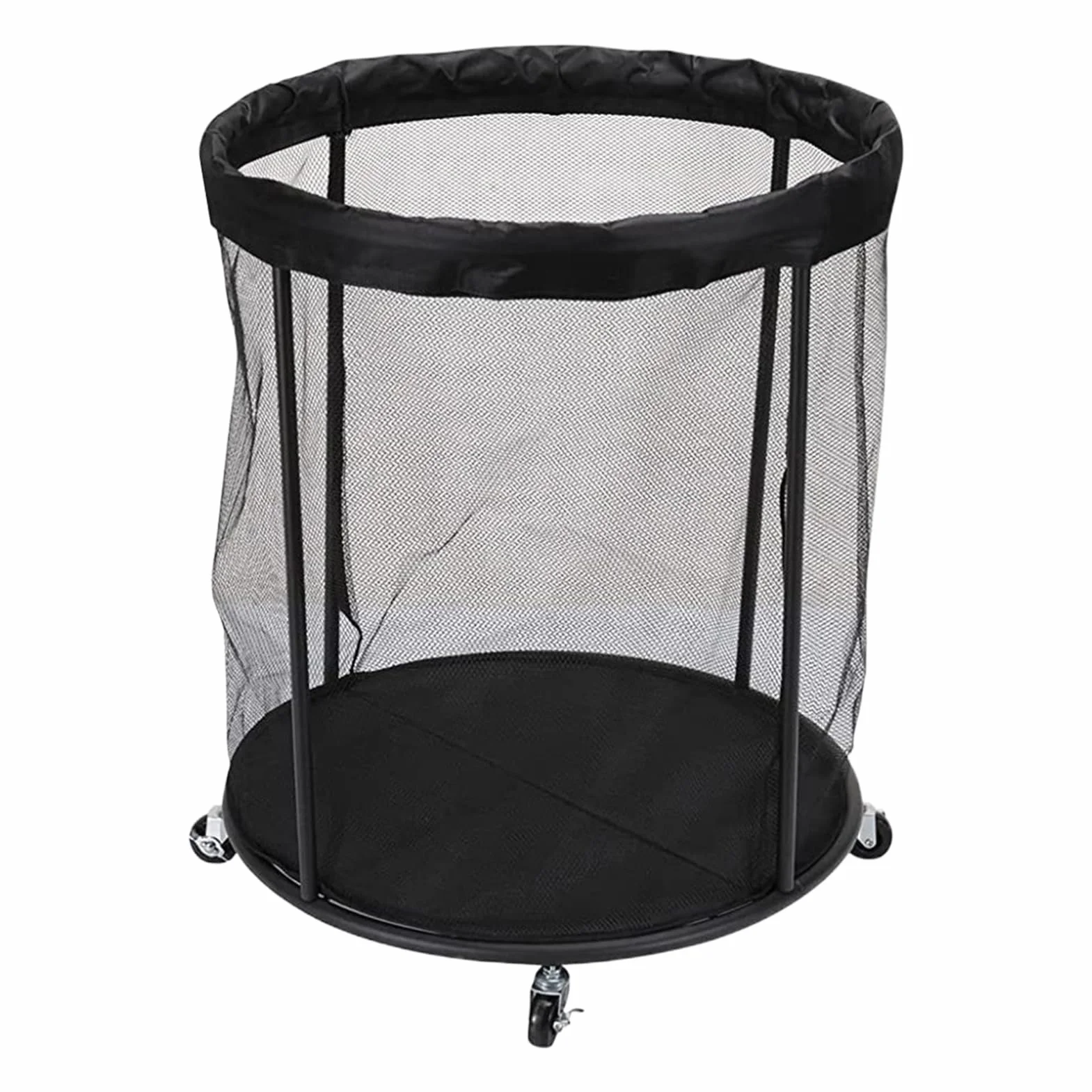 Contenedor organizador portátil para bolas, cesta de gran capacidad, 23.6 x 23.6 x 24.4 pulgadas, diseño de red de malla, función de fácil transporte, ideal para garaje, deportes, piscina