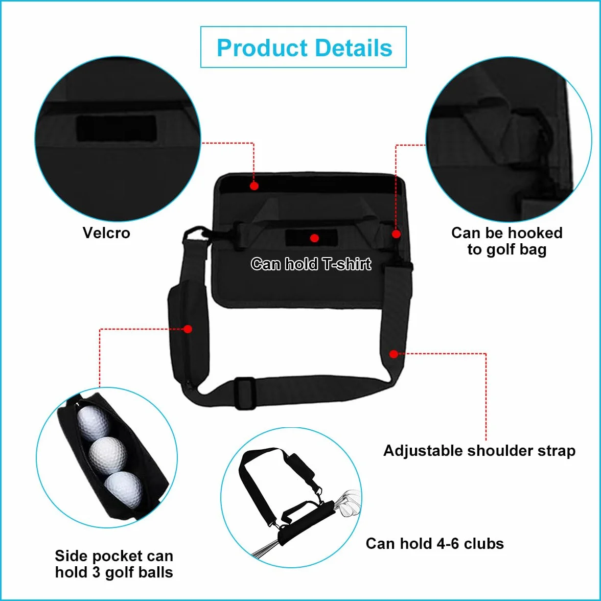 Bolsa para Palos de Golf Portátil y Ajustable Ligera para Viaje