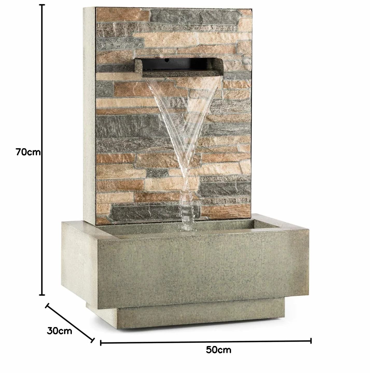 Blumfeldt Watergate - Fuente de Agua Decorativa, Bombea hasta 1000 l/h, Potencia 15 W, Protección IPX8, Uso Exteriores e Interiores, Aspecto Granito, Ladrillo Visto, Gris galvanizado