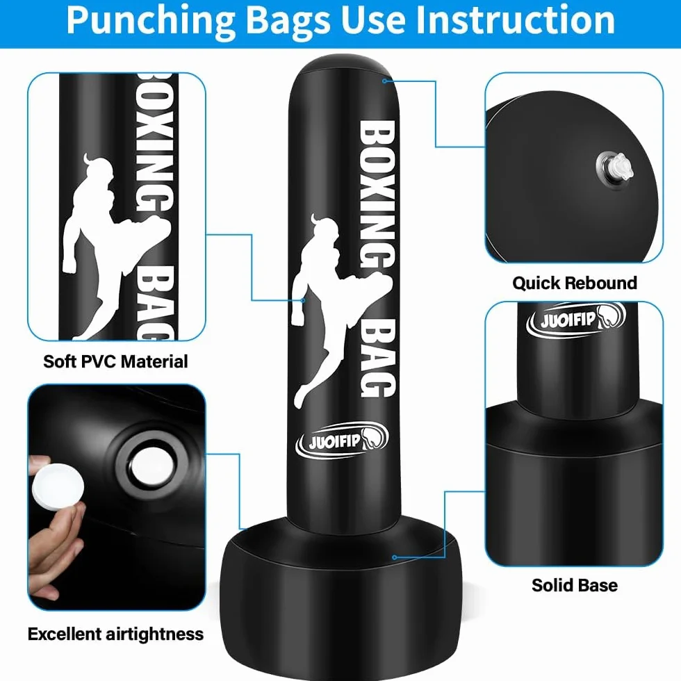 YORWHIN 180cm Saco de Boxeo Pesado Adultos, Inflable Freestanding Bolsa Kickboxing MMA Muay Thai Entrenamiento
