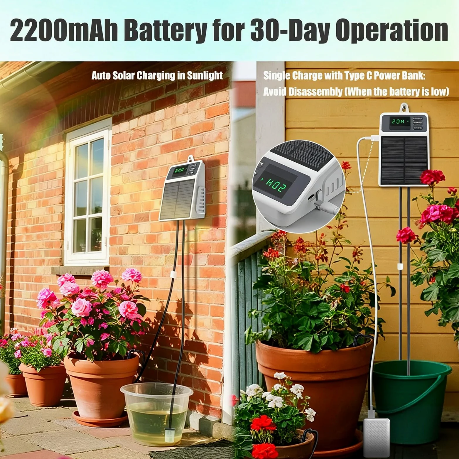 Sistema de riego automático por goteo solar con manguera de riego de 10 m | Bomba automática de riego de jardín, sistema de riego para jardín, plantas en macetas, invernadero, patio, interior, exterior
