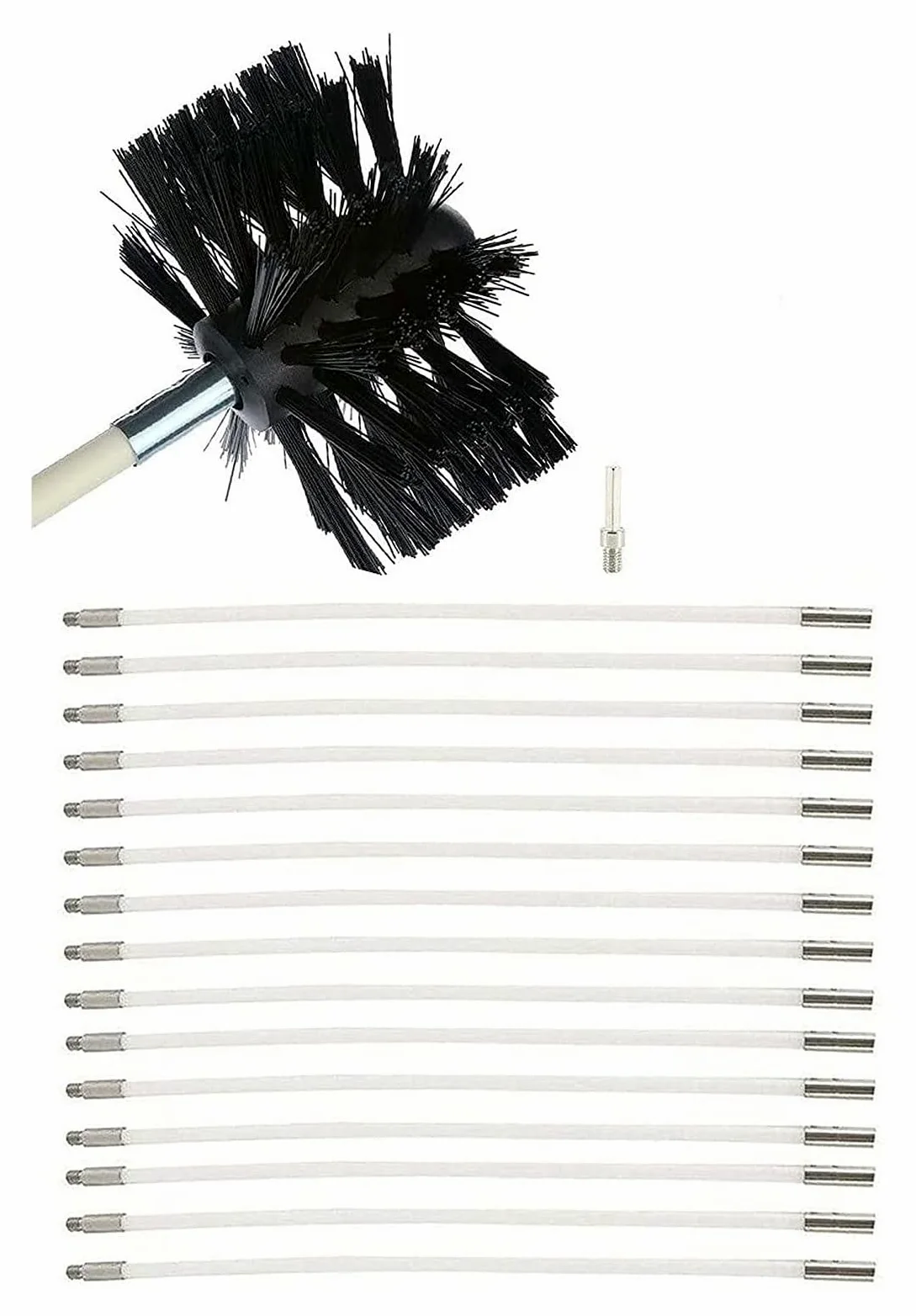 Juego De Varillas De Cepillo For Chimenea, Escoba For Chimenea, Cepillo For Limpieza De Chimeneas, Cepillo For Limpiar Tuberías De Chimenea, 9 Varillas De 410 Mm(15 Rods,410mm)