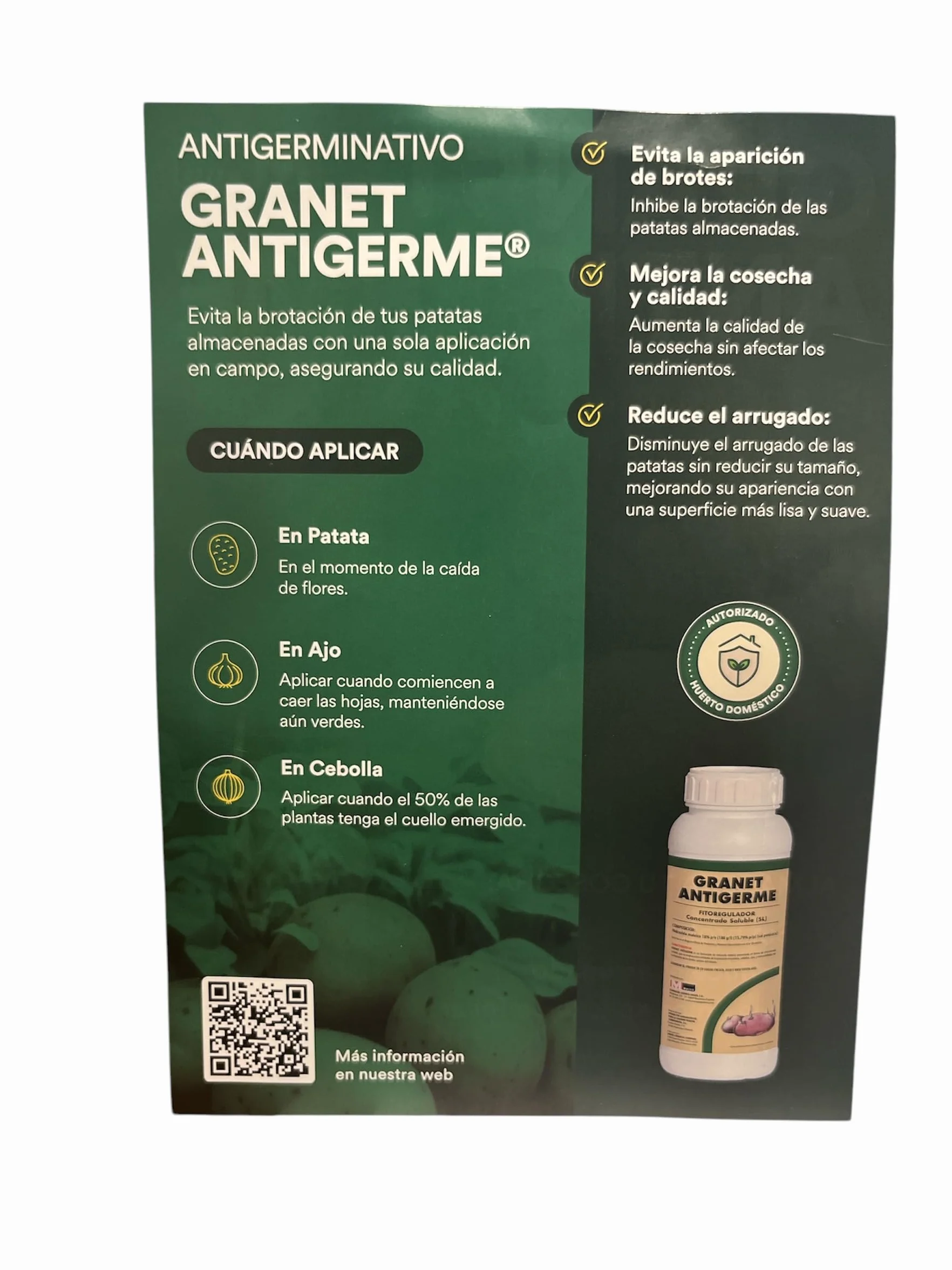 Antigerminativo fitoregulador Para patatas, ajos y cebolla 500 ml. Inhibidor sistémico de brotes en patata, cebolla y ajos.