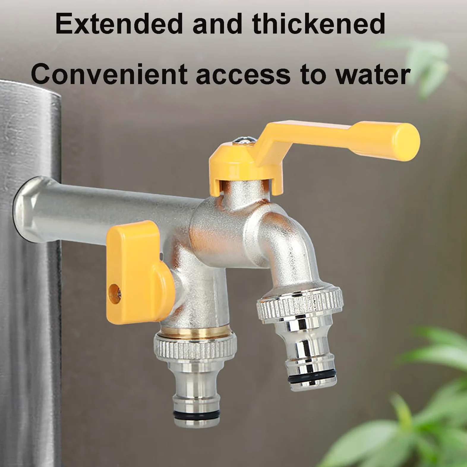 Divisor universal de acero inoxidable para grifo de jardín de 3/4 pulgadas, conector de manguera duradero para exteriores, grifo de doble salida para lavadoras y riego de jardín, fácil instalación