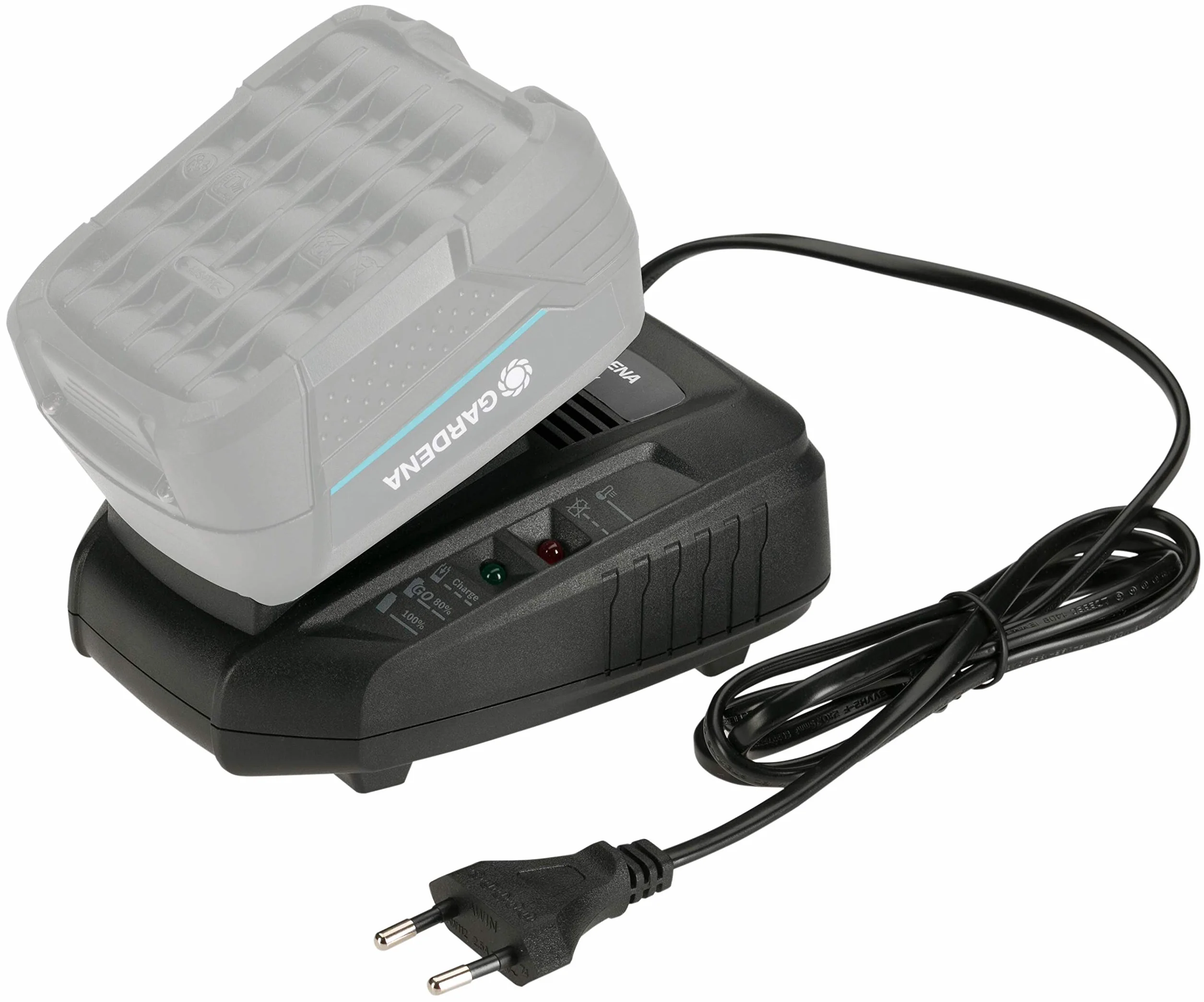 Gardena Cargador rápido AL 1830 CV: adecuado para todas las baterías de POWER FOR ALL 18 V, tiempo de carga de batería de 2,5 Ah 60 minutos, indicador de estado LED para el nivel de batería (14901-20)