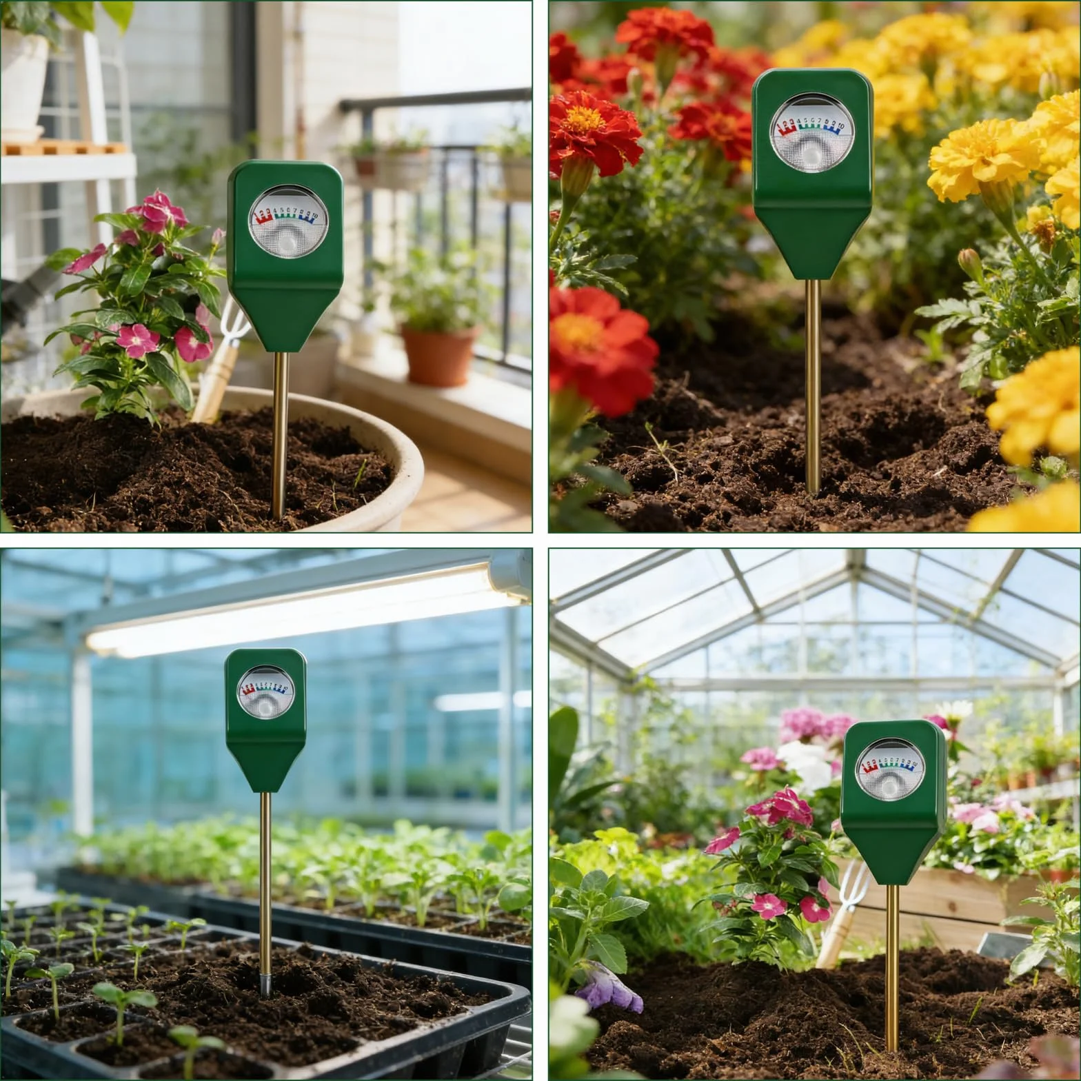 GBKDQQ 4 unidades medidor de humedad para plantas, medidor de humedad del suelo, sin pilas, higrómetro para jardín y agricultura, probador de suelo, indicador de riego