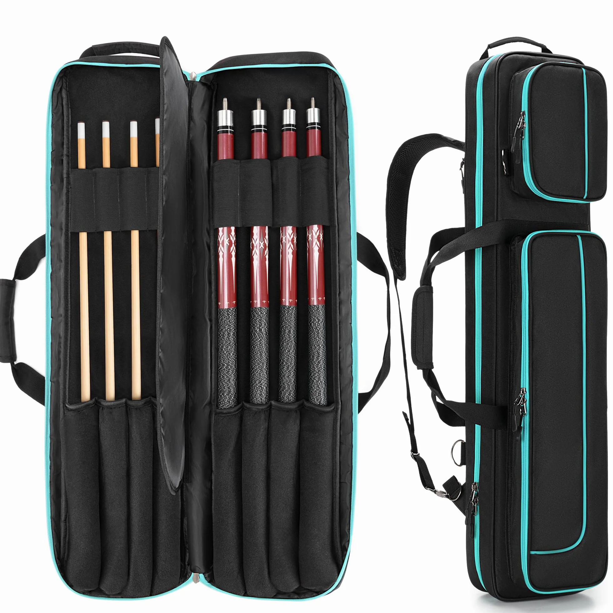 GOBUROS Estuche para Tacos de Billar 4x4 con Capacidad para 4 Colillas y 4 Ejes