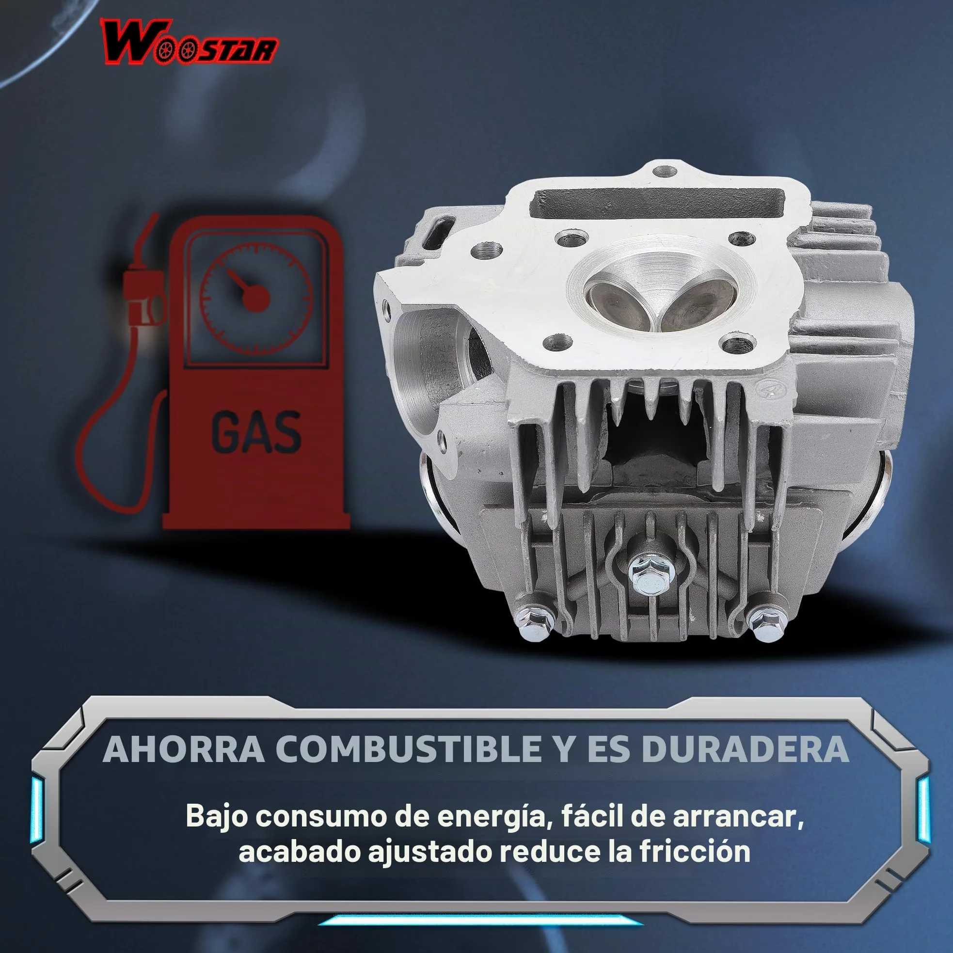 WOOSTAR 52.4mm Big Bore Cilindro y Pistón Completo Válvulas 66mm y Juntas Reemplazo para 4 Tiempos 110cc China Taotao Coolster Motor ATV Go Kart Dirt Bike