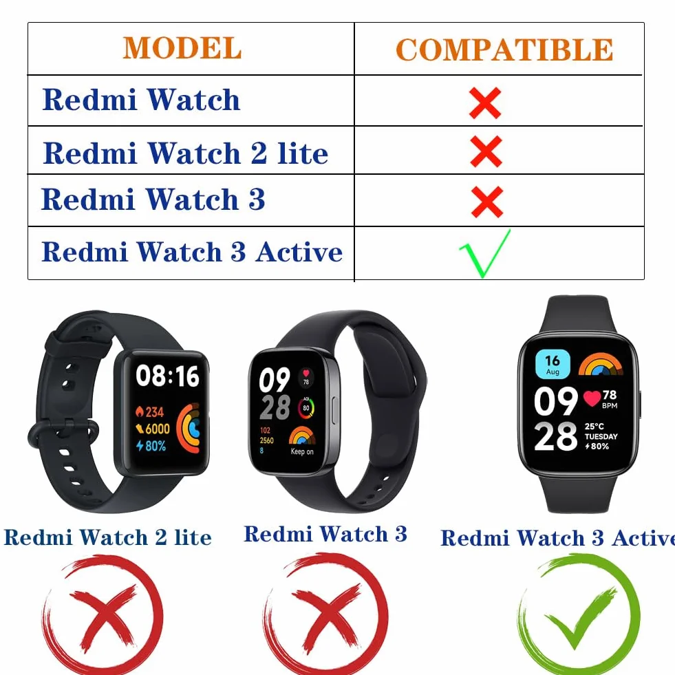 Correas Compatibles para Xiaomi Redmi Watch 3 Active Lite Pulseras de Repuesto