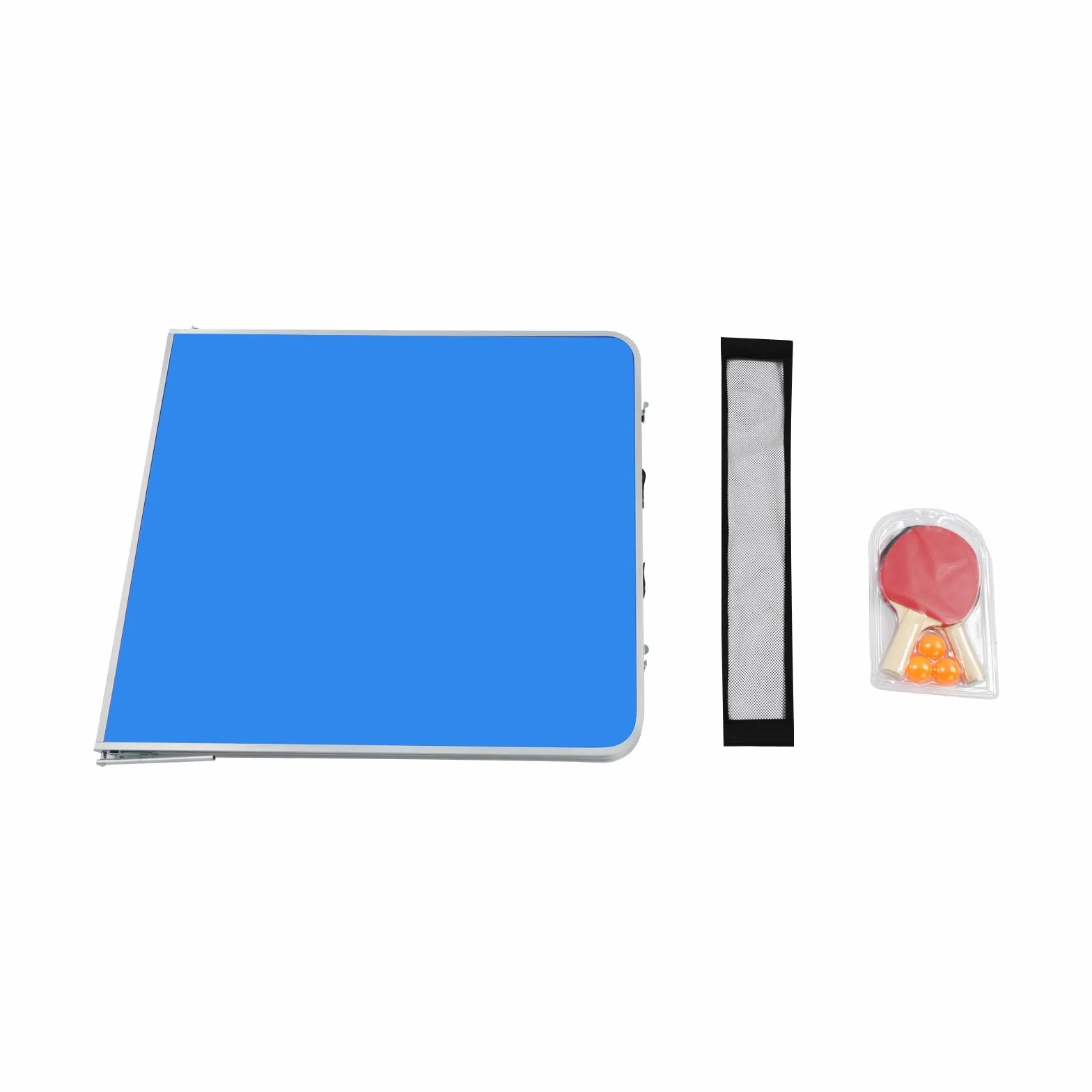 Mesa de ping pong azul plegable con red, 2 raquetas y 3 pelotas, exterior e interior, 152 x 67 x 70 cm