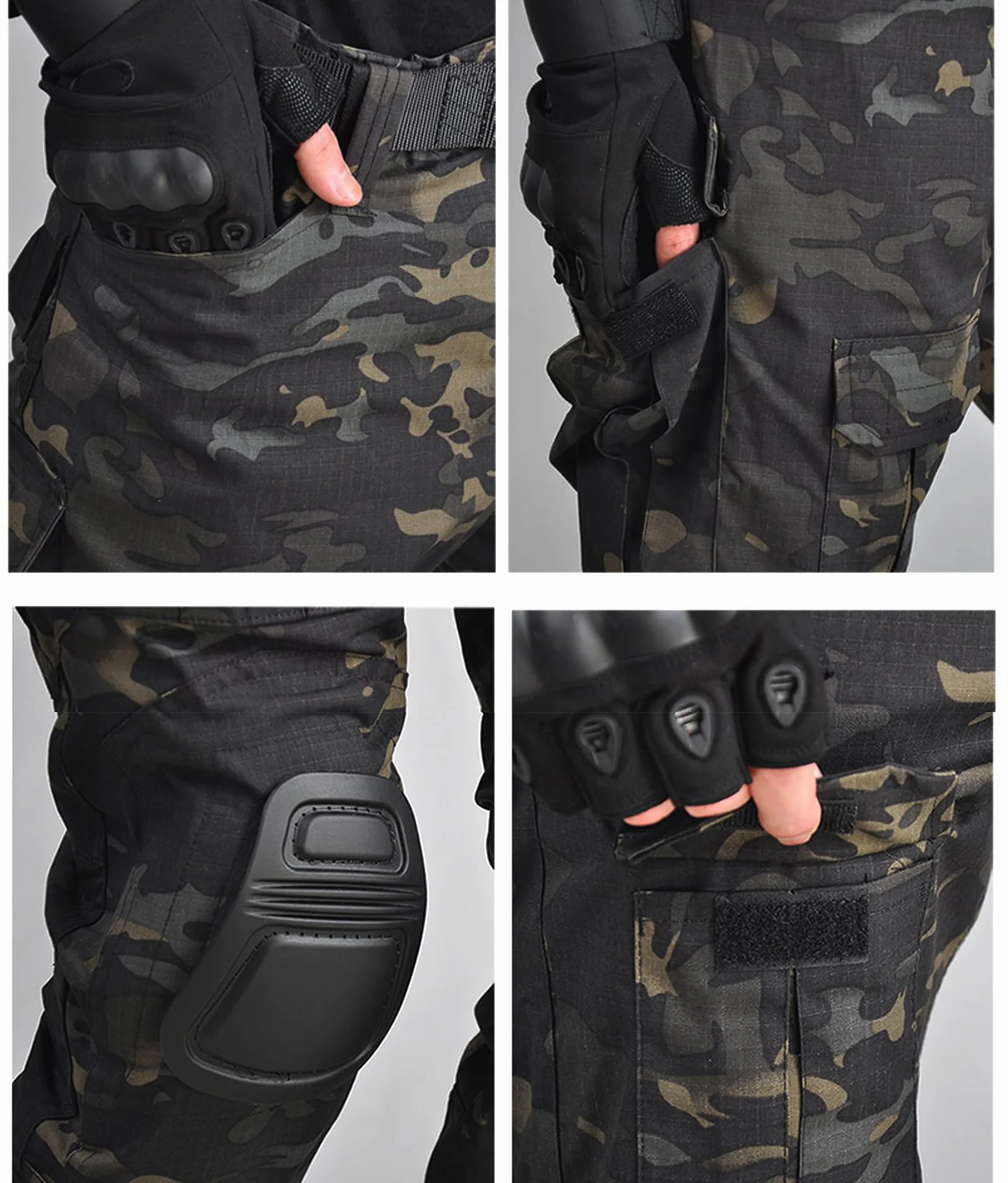 Pantalones Tácticos Airsoft Multibolsillo Duty Paints Paintball Caza Pesca con Rodilleras