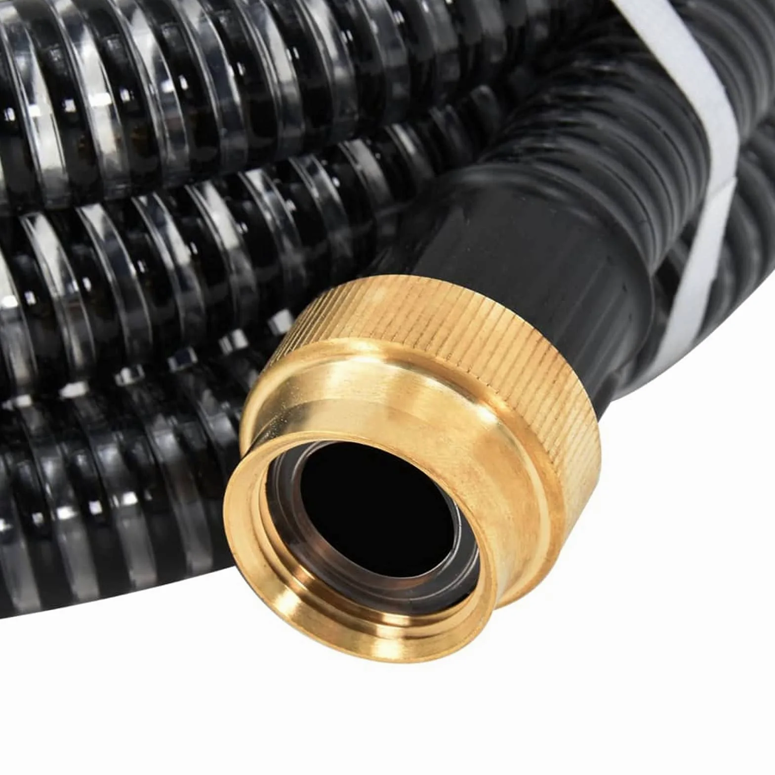 Gecheer Manguera de aspiración con conectores de latón para acueductos domésticos, filtros de agua, bombas de jardín, 15 m 25 mm, negro