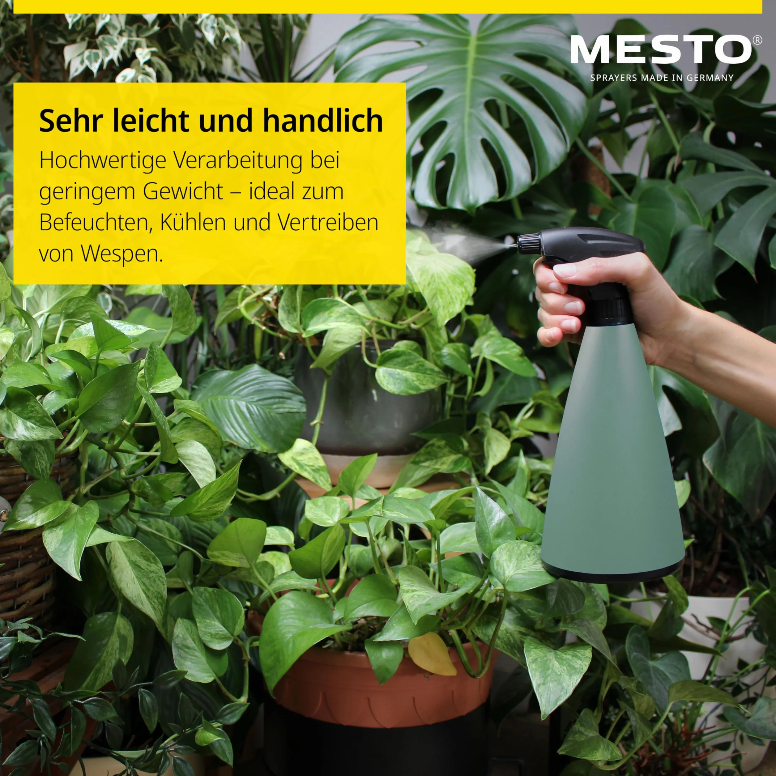 Mesto Lucky Forest - Regadera de 1 L, Incluye atomizador de Mano Mini Forest de 0,79 l, Botella de Spray y regadera para Plantas de Interior y jardín, riego y Cuidado de Plantas, Boquilla Ajustable