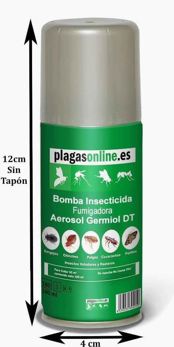 Bomba Insecticida Fumigadora anti Chinches, Ácaros, Pulgas, Cucarachas, Mosquitos, Hormigas, Polillas… - Uso interiores - Acción Rápida y Duradera - 100ml (3 uds)