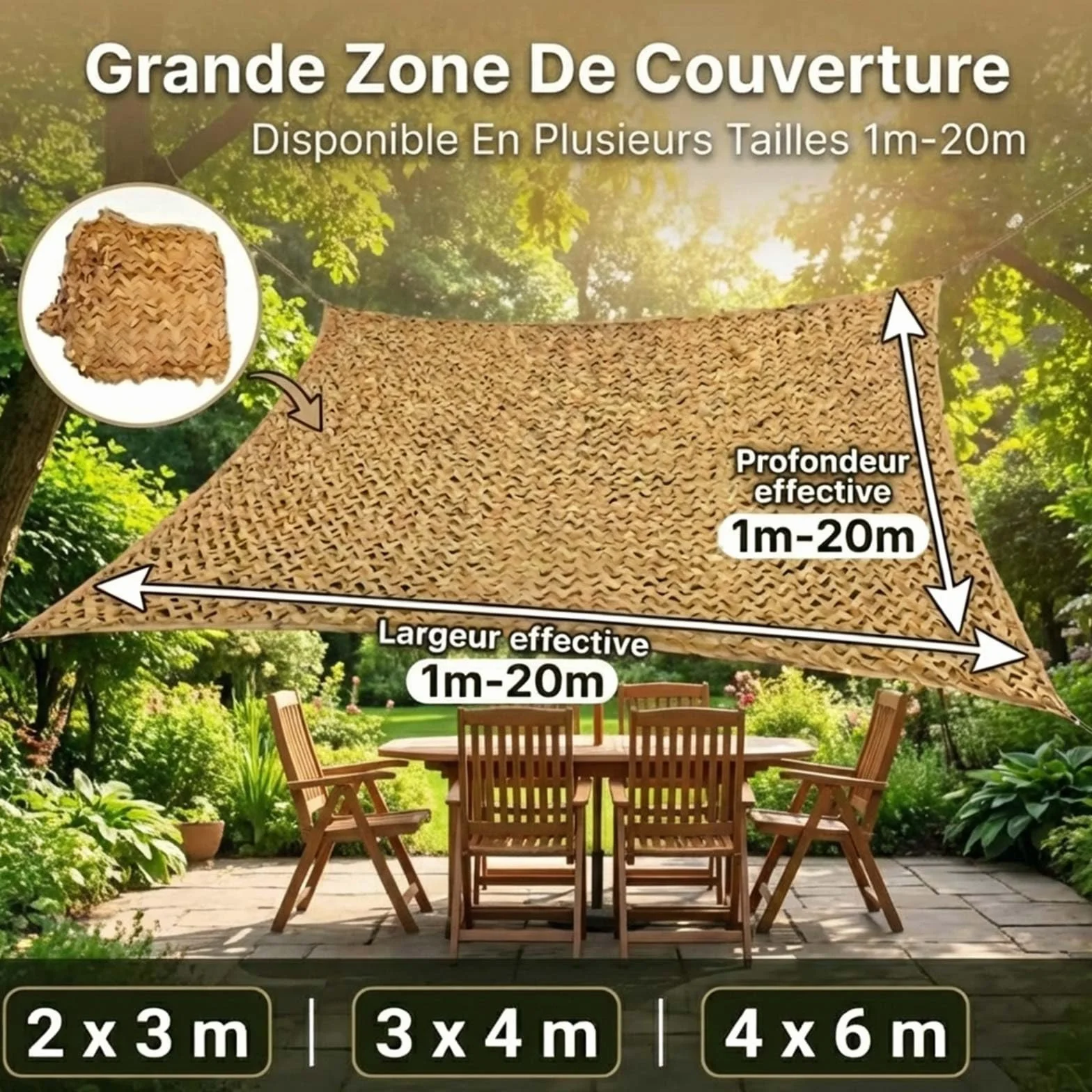 Red de Camuflaje Militar Reforzada Anti-UV Protección Solar Vela de Sombreado Terraza Pergola Jardín Caza Airsoft