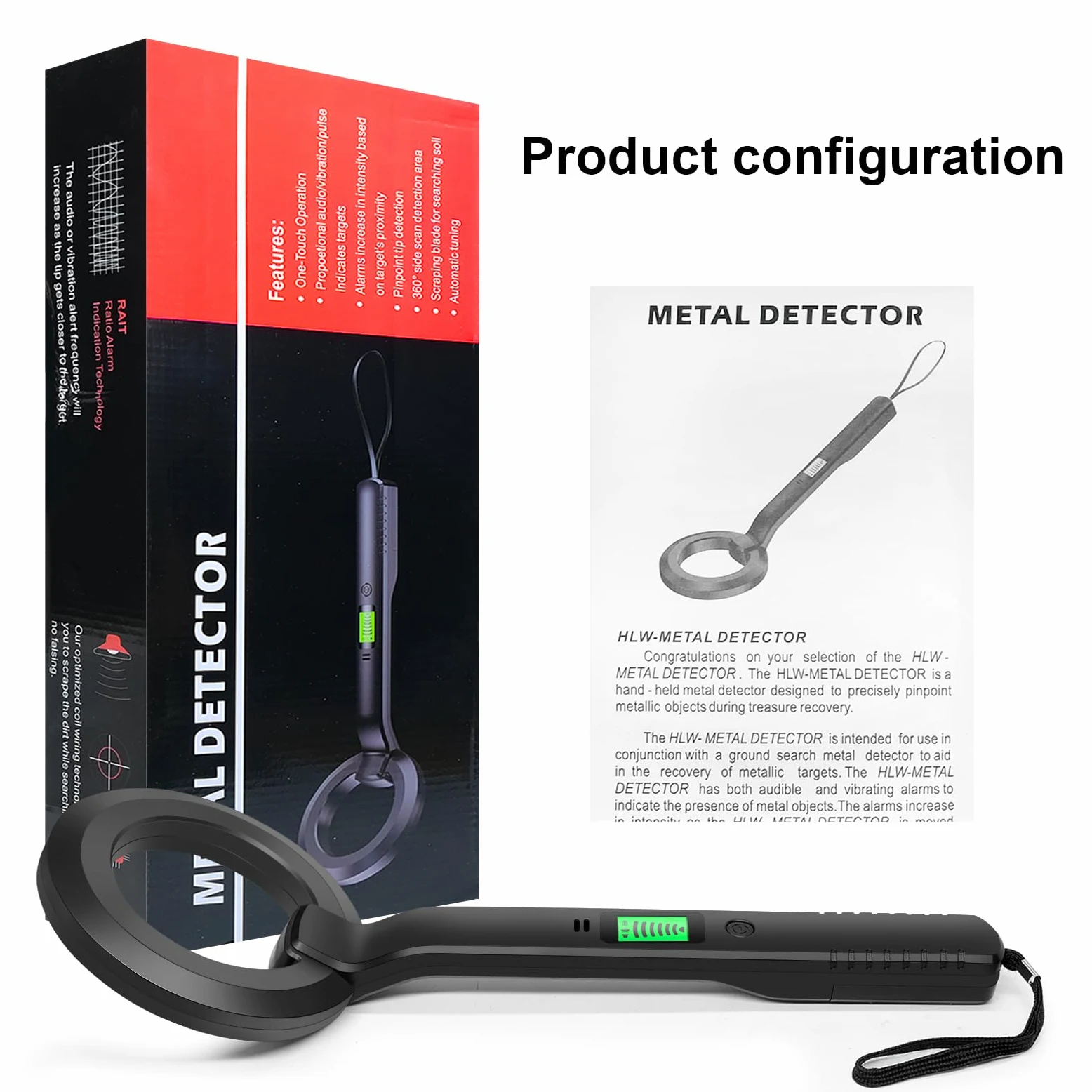 Irfora Detector de metales de mano, IP66, resistente al agua, dispositivo de posicionamiento de monedas, portátil, sumergible subterráneo, detector de tesoros subterráneo, buscador de metales