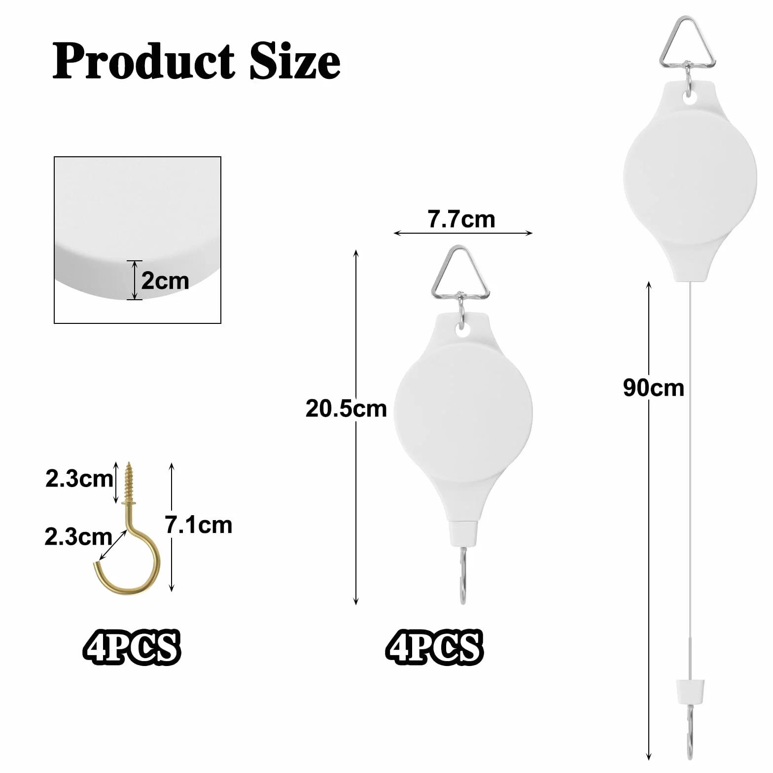 Gueenky 4 Piezas Ganchos de Polea para Plantas Blanco, Ganchos para Colgar Plantas de Techo para Macetas Colgantes Ganchos para Colgar de Poleas de Plantas para Macetas, con Ganchos de Techo
