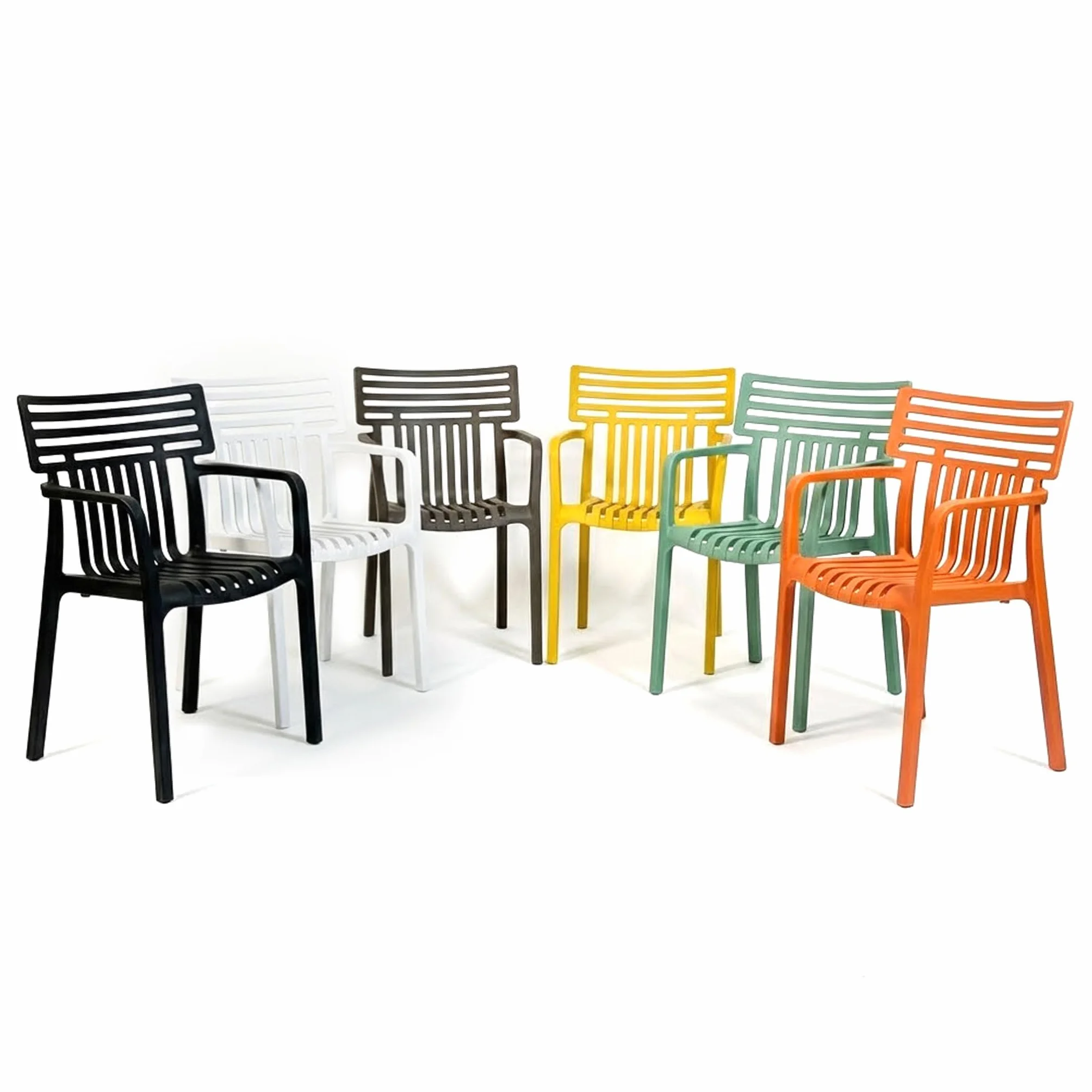 Floordirekt Silla de jardín Sitwell con reposabrazos - silla de diseño apilable, naranja, resistente a la intemperie y a los rayos UV, soporta hasta 200 kg, para balcón, terraza y jardín