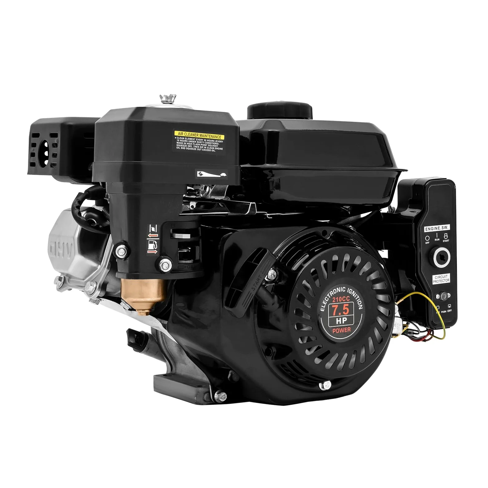 Motor de gasolina de 4 tiempos de 7,5 CV 3 kW, motor industrial para go-kart, arranque eléctrico, 210 cc, monocilíndrico, refrigerado por aire, para go-karts, generador, limpiador de alta presión