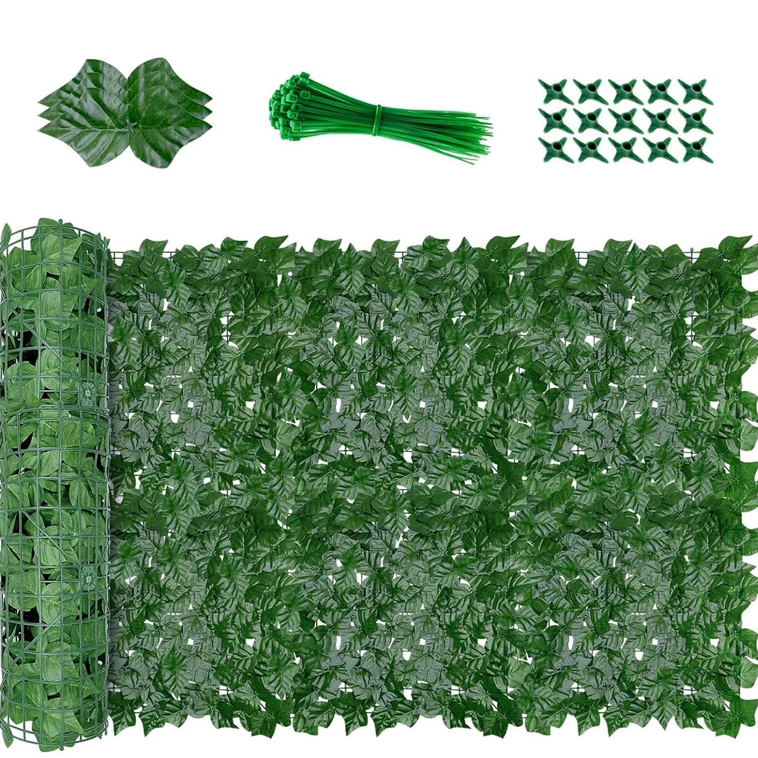 Esapaone - Seto artificial de 1,5 x 7 m, enrejado de hojas sintéticas para decoración de jardín, resistente a los rayos UV, fácil de instalar, solución de privacidad al aire libre