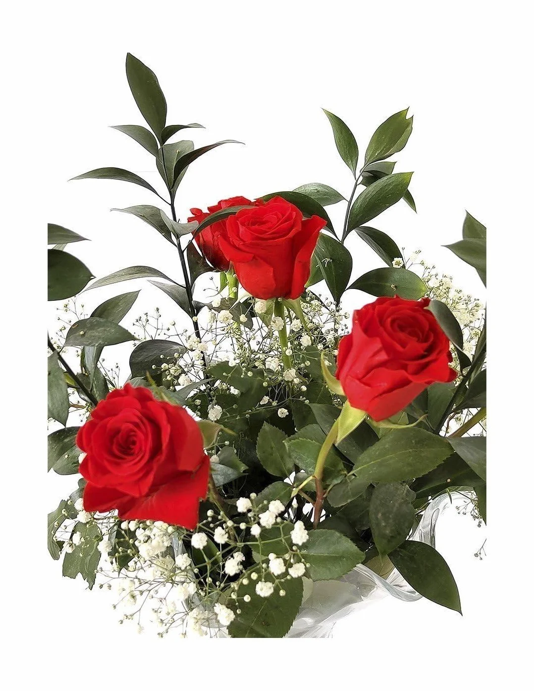 JARDIN202 - Ramo de Rosas Rojas Naturales | Flor Natural | Ramo de rosas rojas frescas | 60cm de alto | Ramo de 6 tallos (Estilo tradicional)