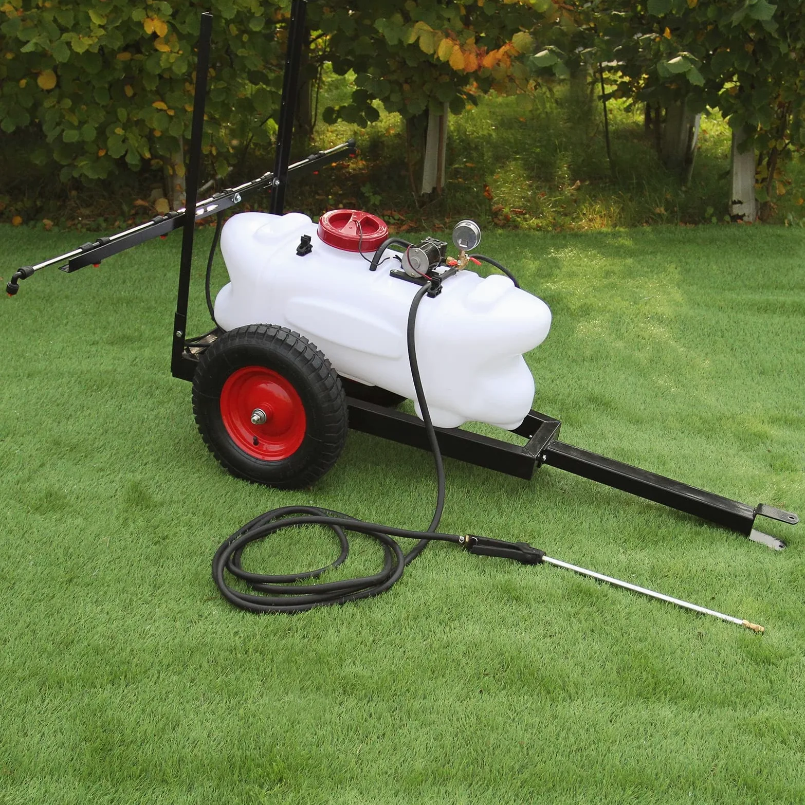 Pulverizador ATV Remolque 12V Tanque 60L Presión 9 Bar Granja Agrícola Tanque Jardín Esparcidor Pesticida Herbicida Fertilizante Abono Líquido Desinfectante Rociador Malas Hierbas + Fijaciones