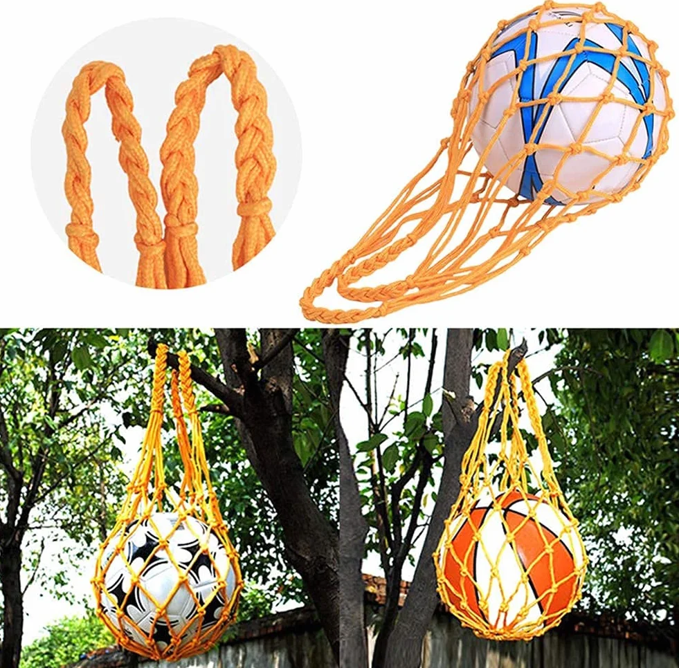 Bolsa de red de baloncesto para almacenamiento de malla, soporte para pelotas deportivas, nailon, duradera, paquete de 2, negro